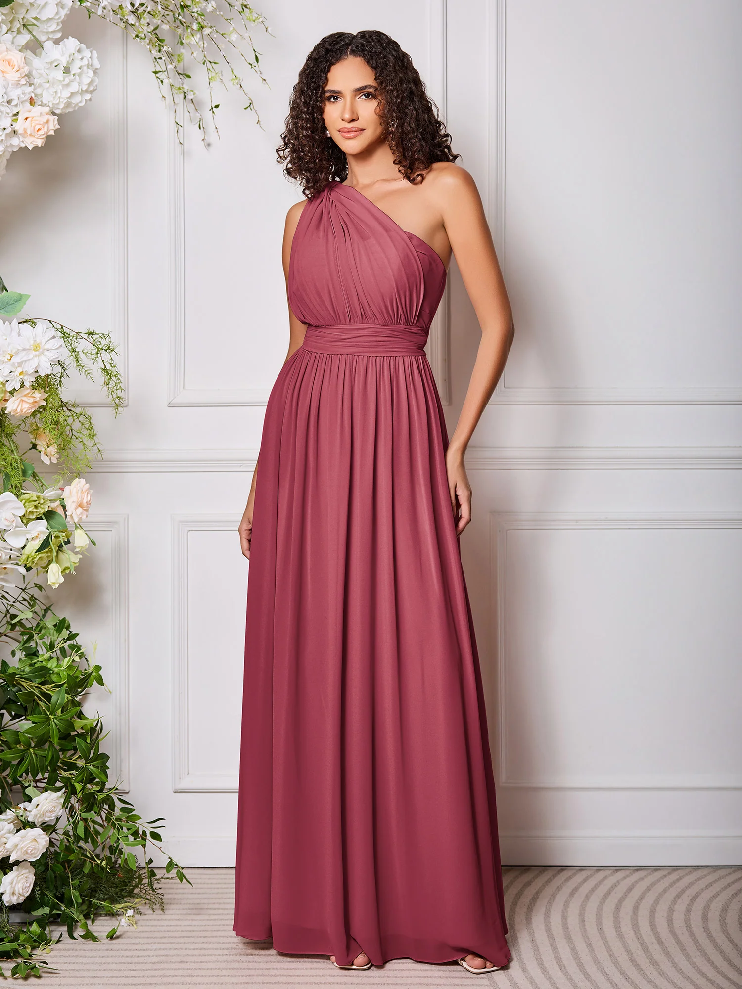 One-Shoulder Cinnamon Rose Multi Wear Convertible Bridesmaid Dresses - Image 2