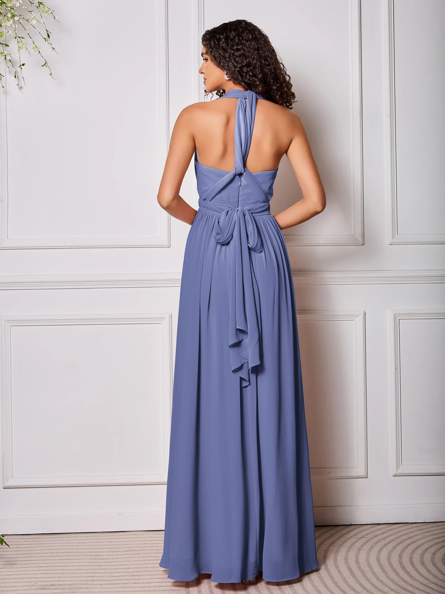 T-Back Periwinkle Multi Wear Convertible Bridesmaid Dresses
