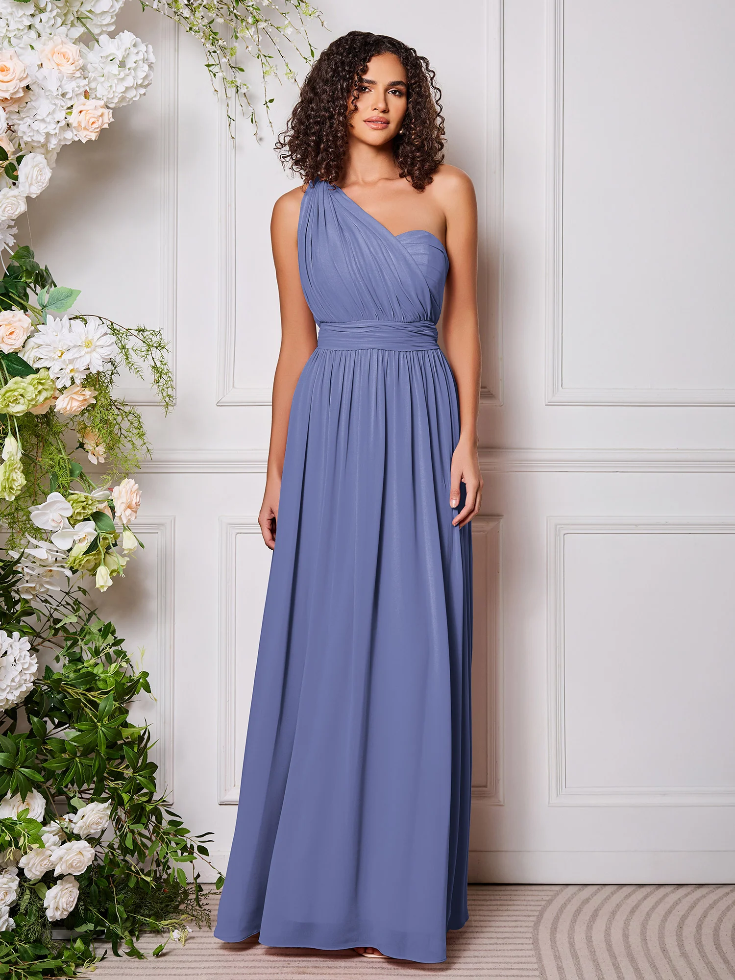 Twisted One-Shoulder Periwinkle Multi Wear Convertible Bridesmaid Dresses