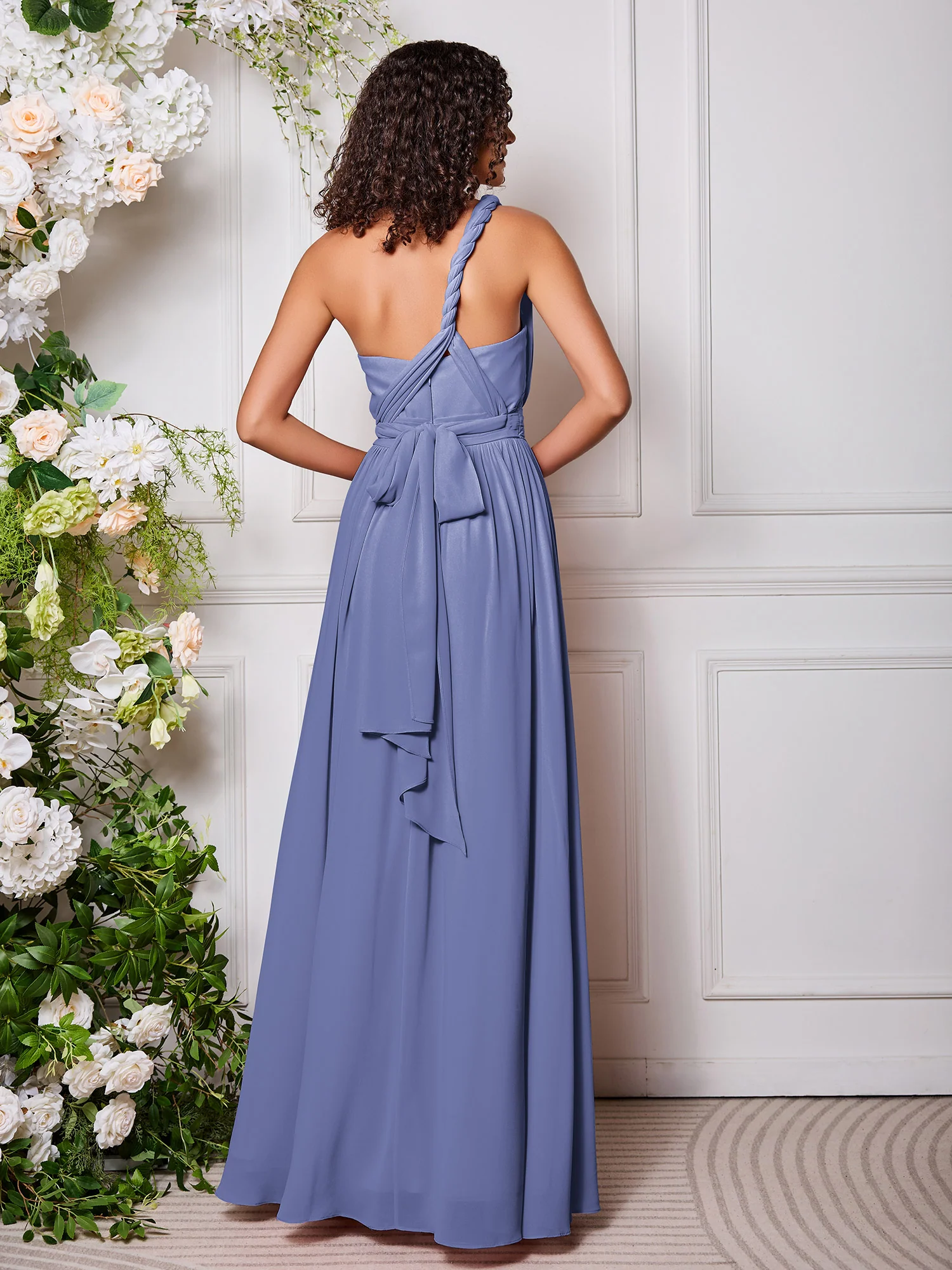 Twisted One-Shoulder Periwinkle Multi Wear Convertible Bridesmaid Dresses - Image 2