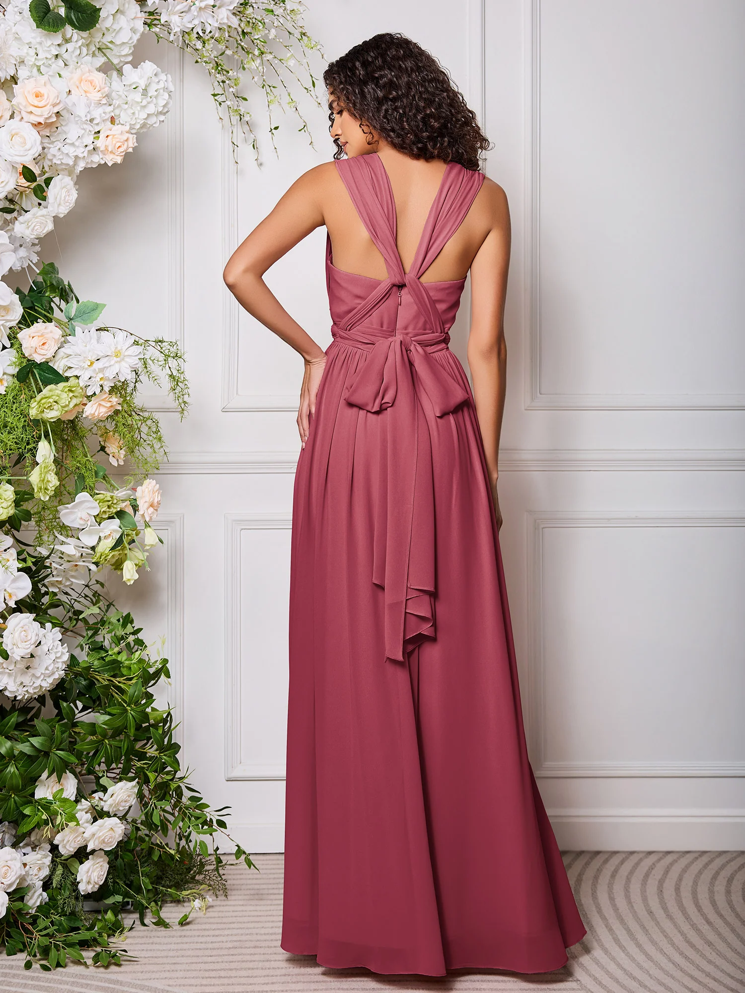V-Neck Cinnamon Rose Multi Wear Convertible Bridesmaid Dresses - Image 2