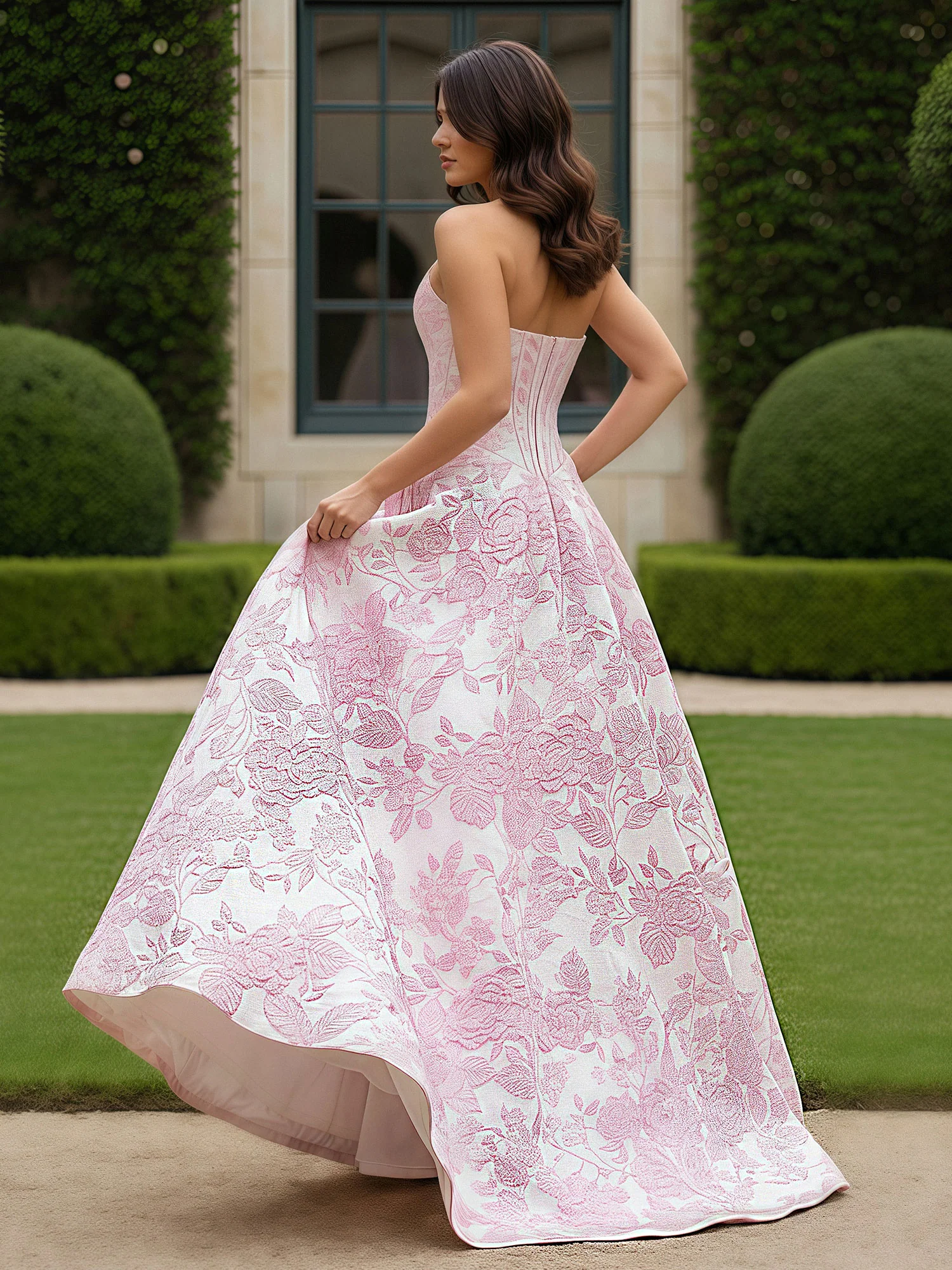 Strapless Graceful Sleeveless Flower Prom Dress As Picture - Image 2