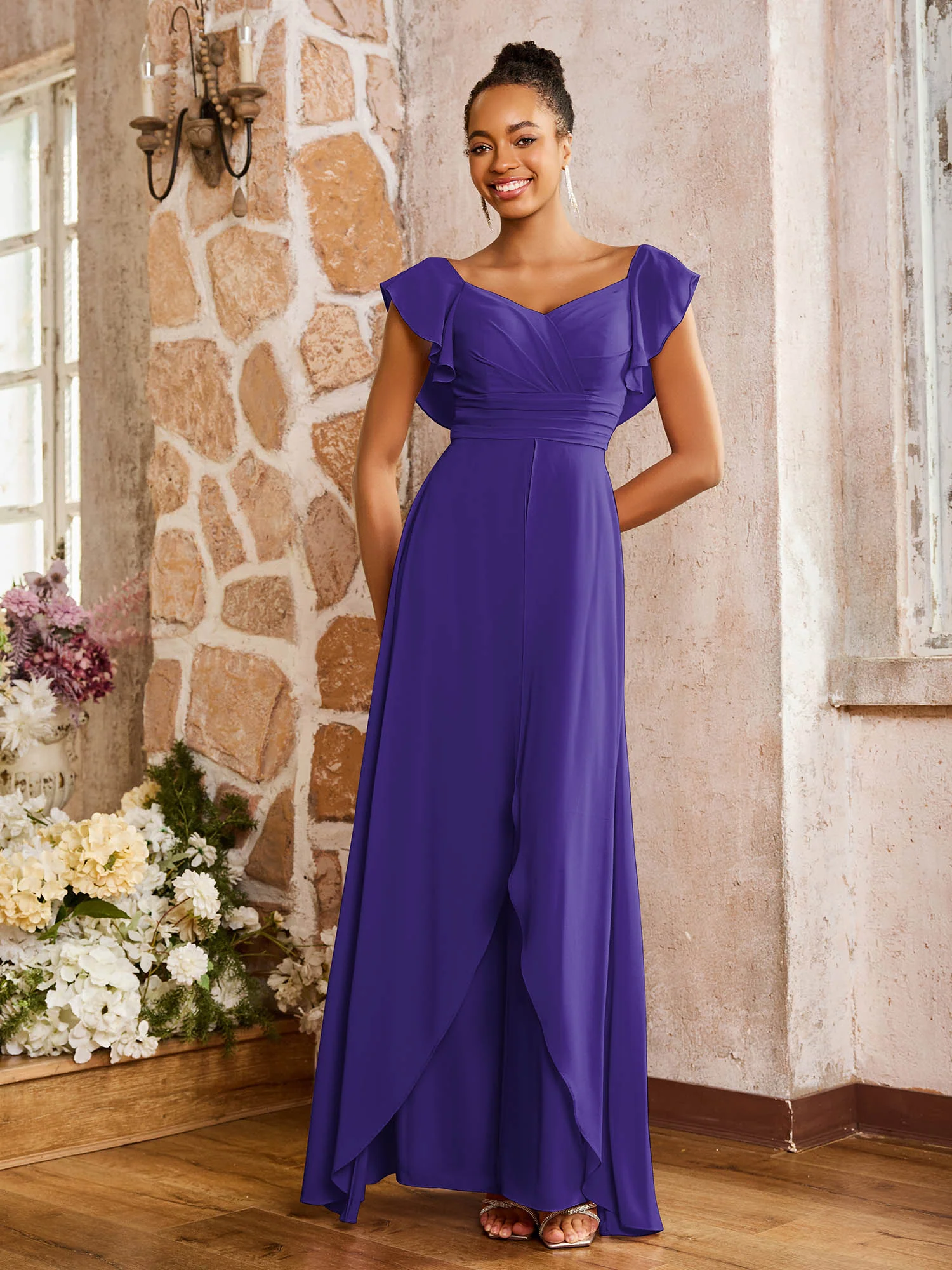 Elegant Chiffon Jumpsuit with Flowing Skirt Overlay Regency - Image 3