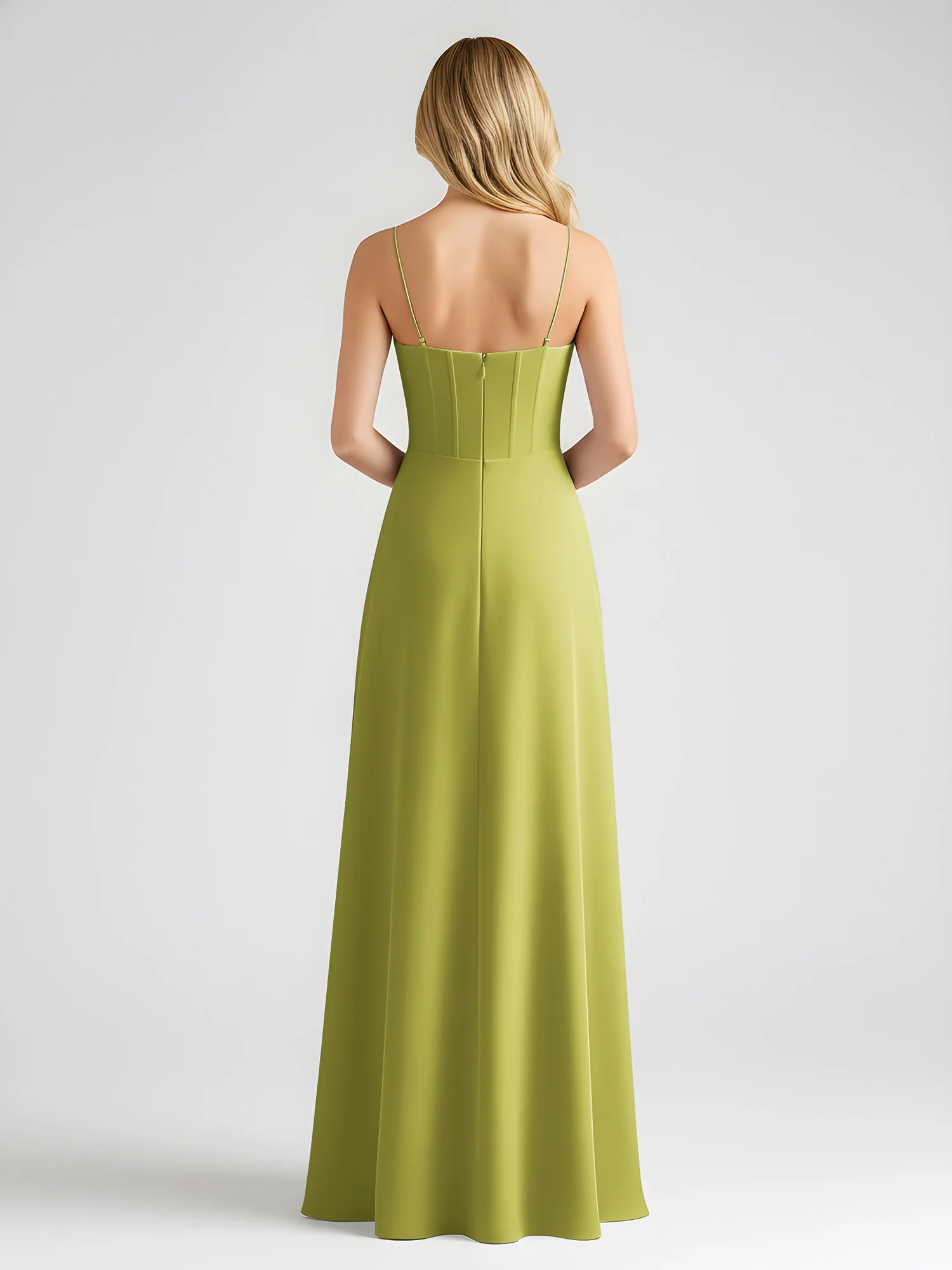 Spaghetti Strap A-Line Maxi with Bow Ties Clover - Image 2