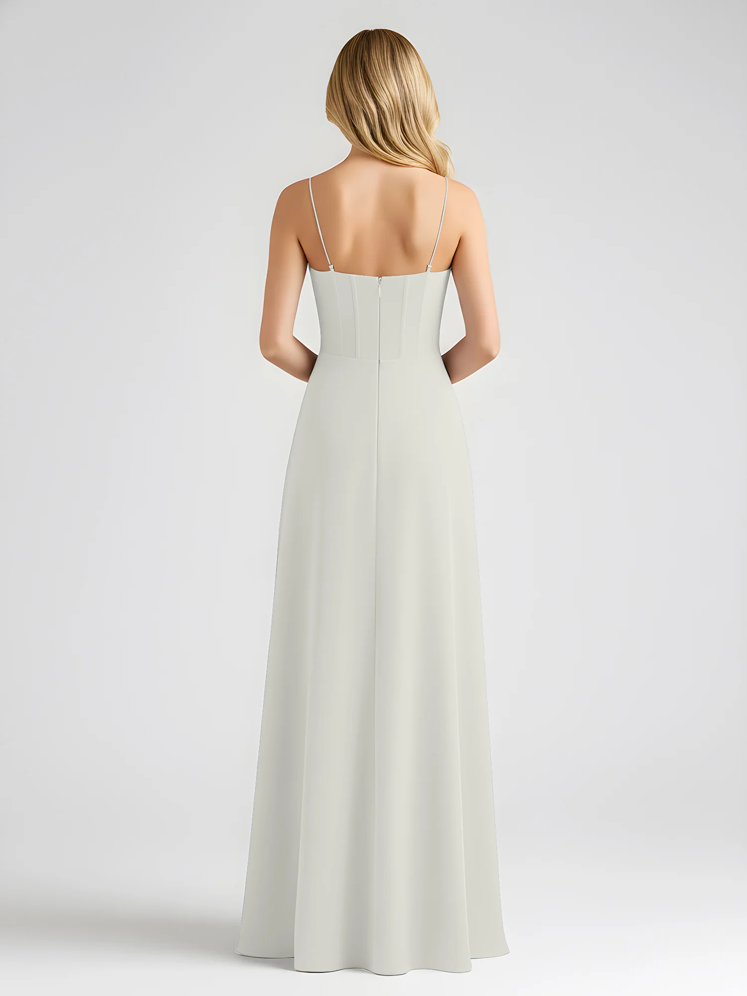 Spaghetti Strap A-Line Maxi with Bow Ties Ivory - Image 2