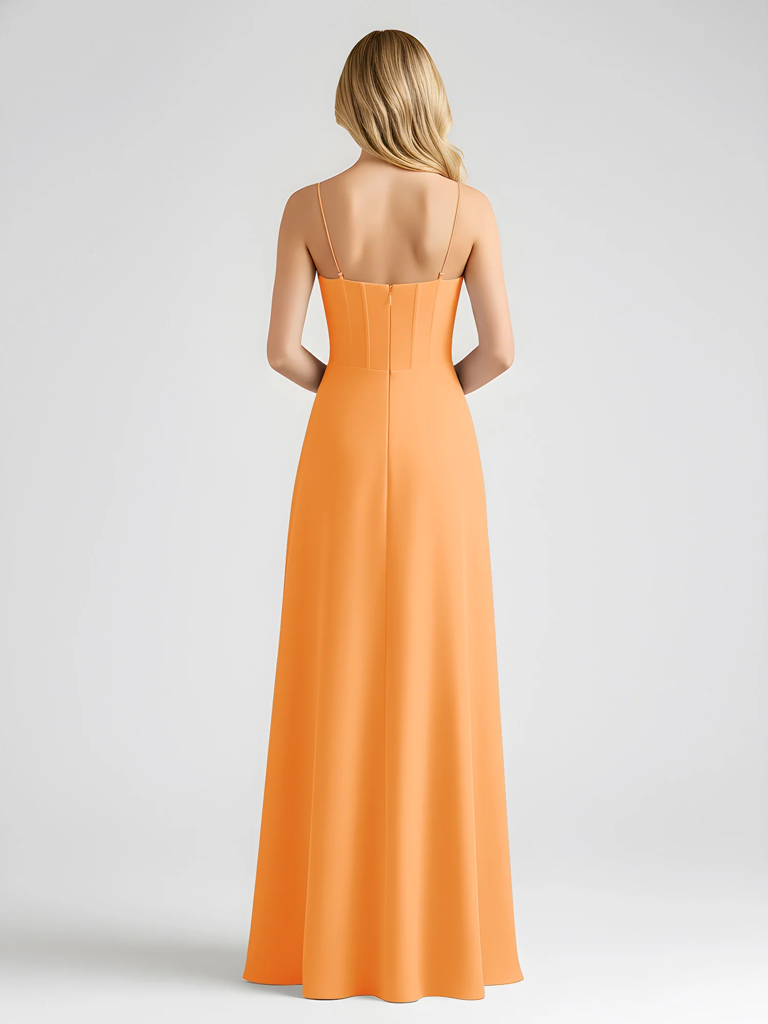 Spaghetti Strap A-Line Maxi with Bow Ties Orange - Image 2