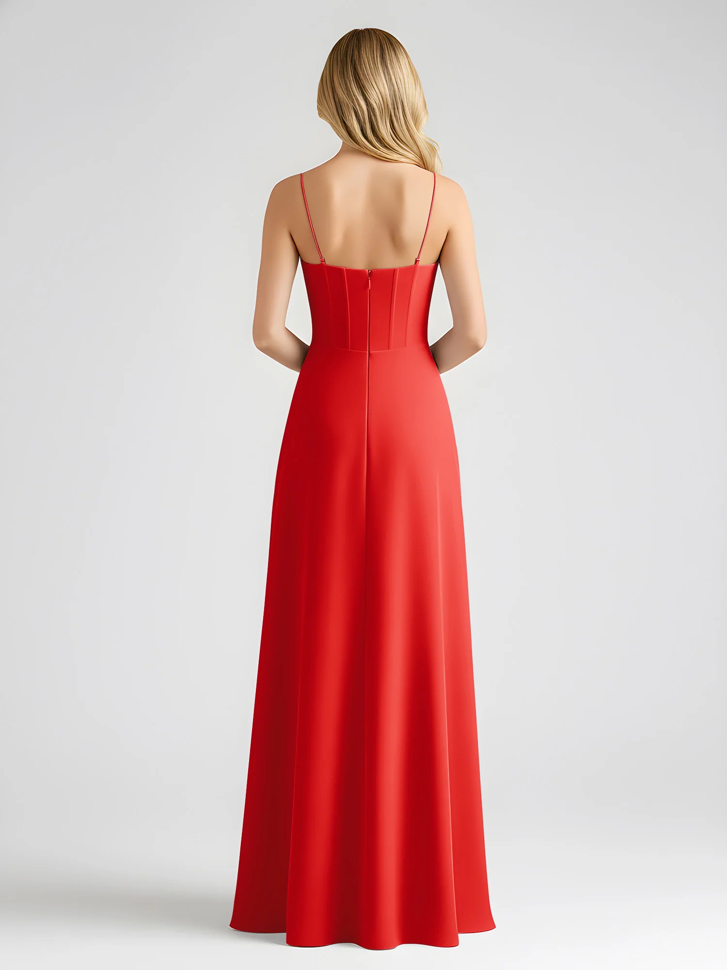 Spaghetti Strap A-Line Maxi with Bow Ties Red - Image 2