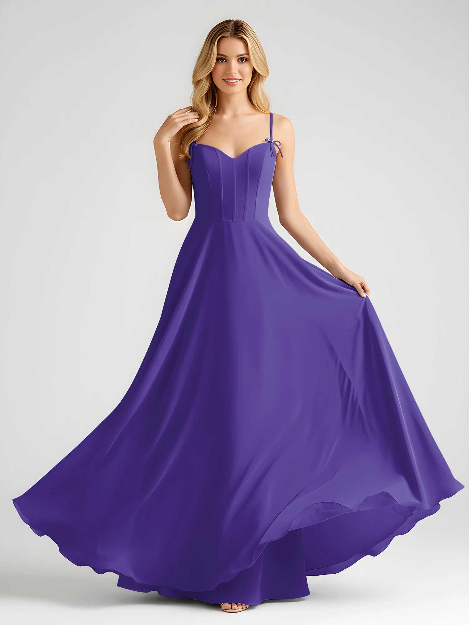 Spaghetti Strap A-Line Maxi with Bow Ties Regency - Image 3