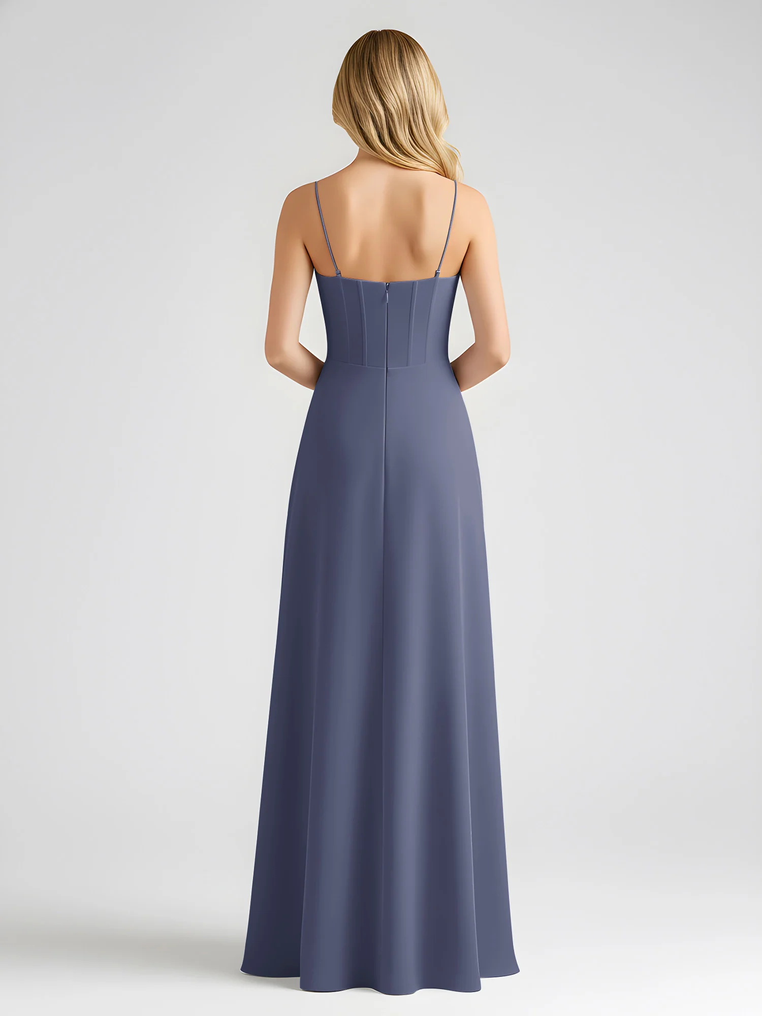 Spaghetti Strap A-Line Maxi with Bow Ties Stormy - Image 2