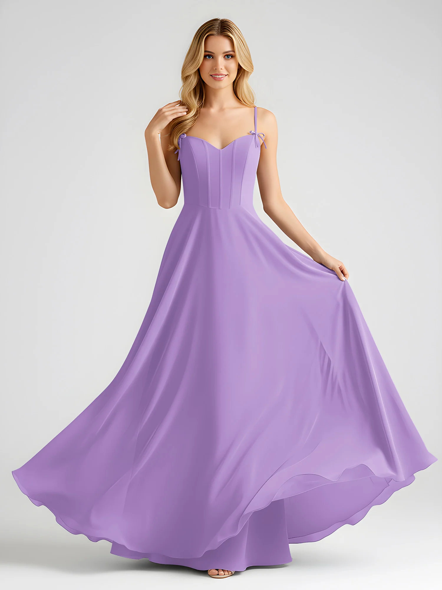 Spaghetti Strap A-Line Maxi with Bow Ties Tahiti - Image 3