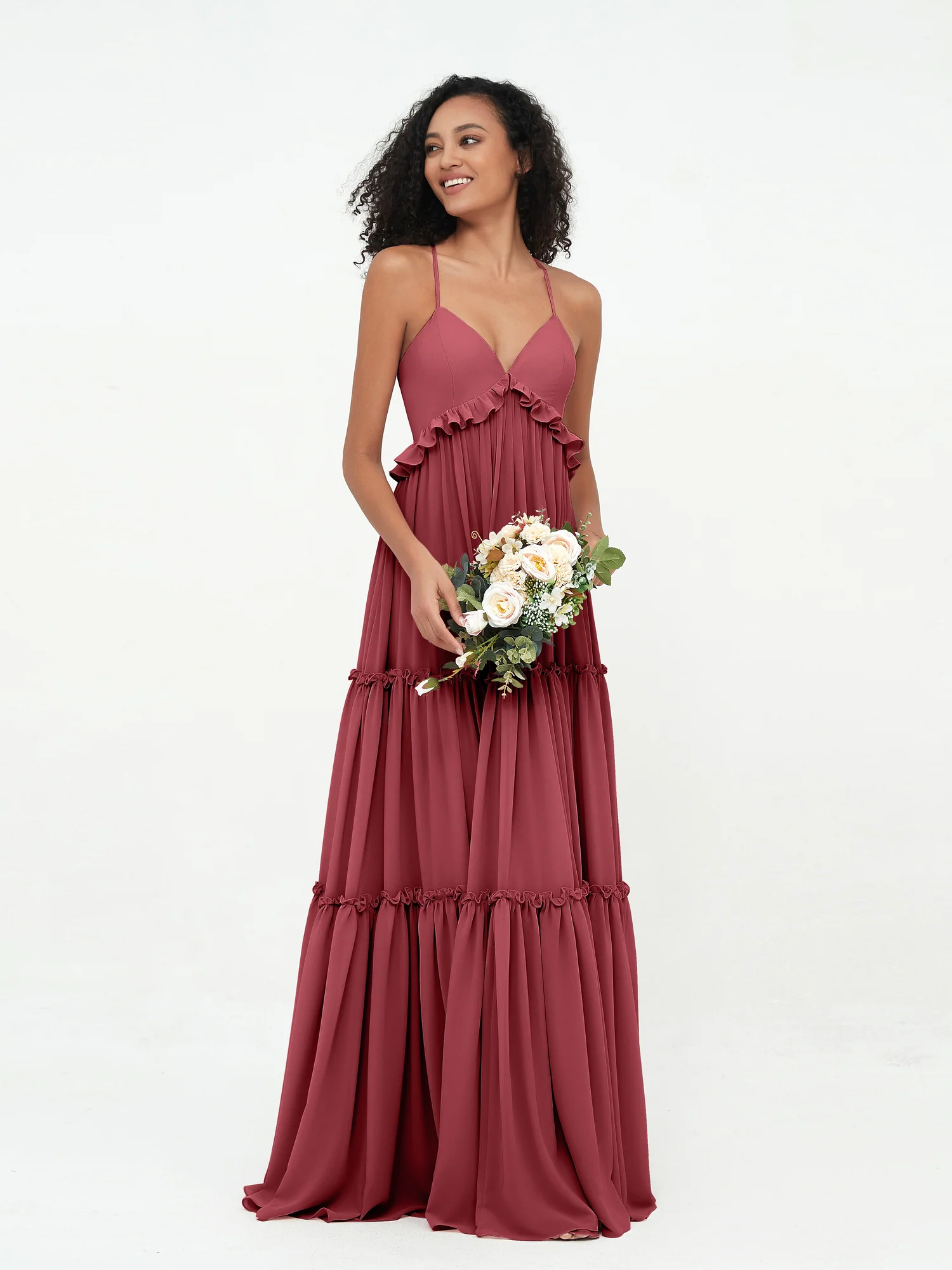 Empire Chiffon Tiered Skirt Max Bohemian Dresses-Cinnamon Rose Plus Size