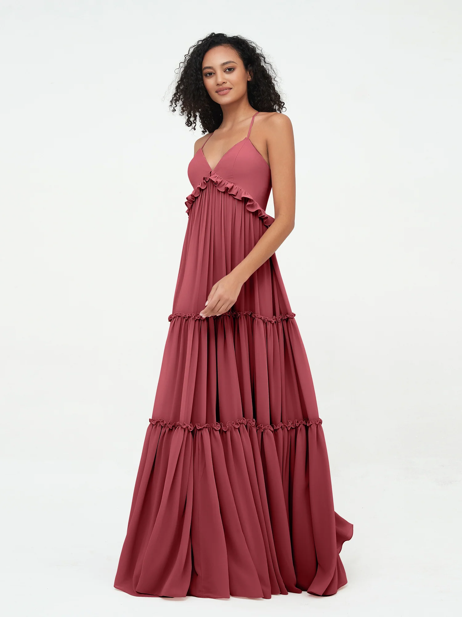 Empire Chiffon Tiered Skirt Max Bohemian Dresses-Cinnamon Rose Plus Size - Image 3