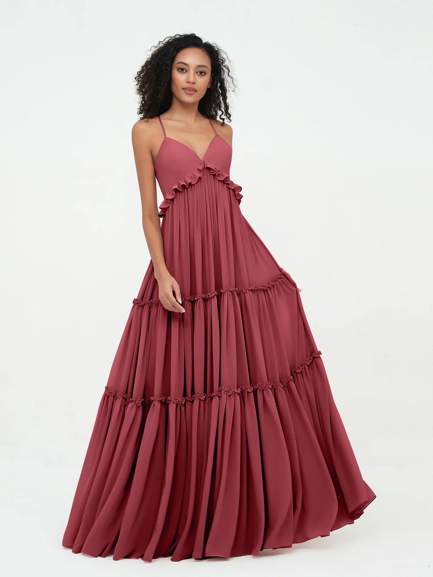 Empire Chiffon Tiered Skirt Max Bohemian Dresses-Cinnamon Rose Plus Size - Image 4