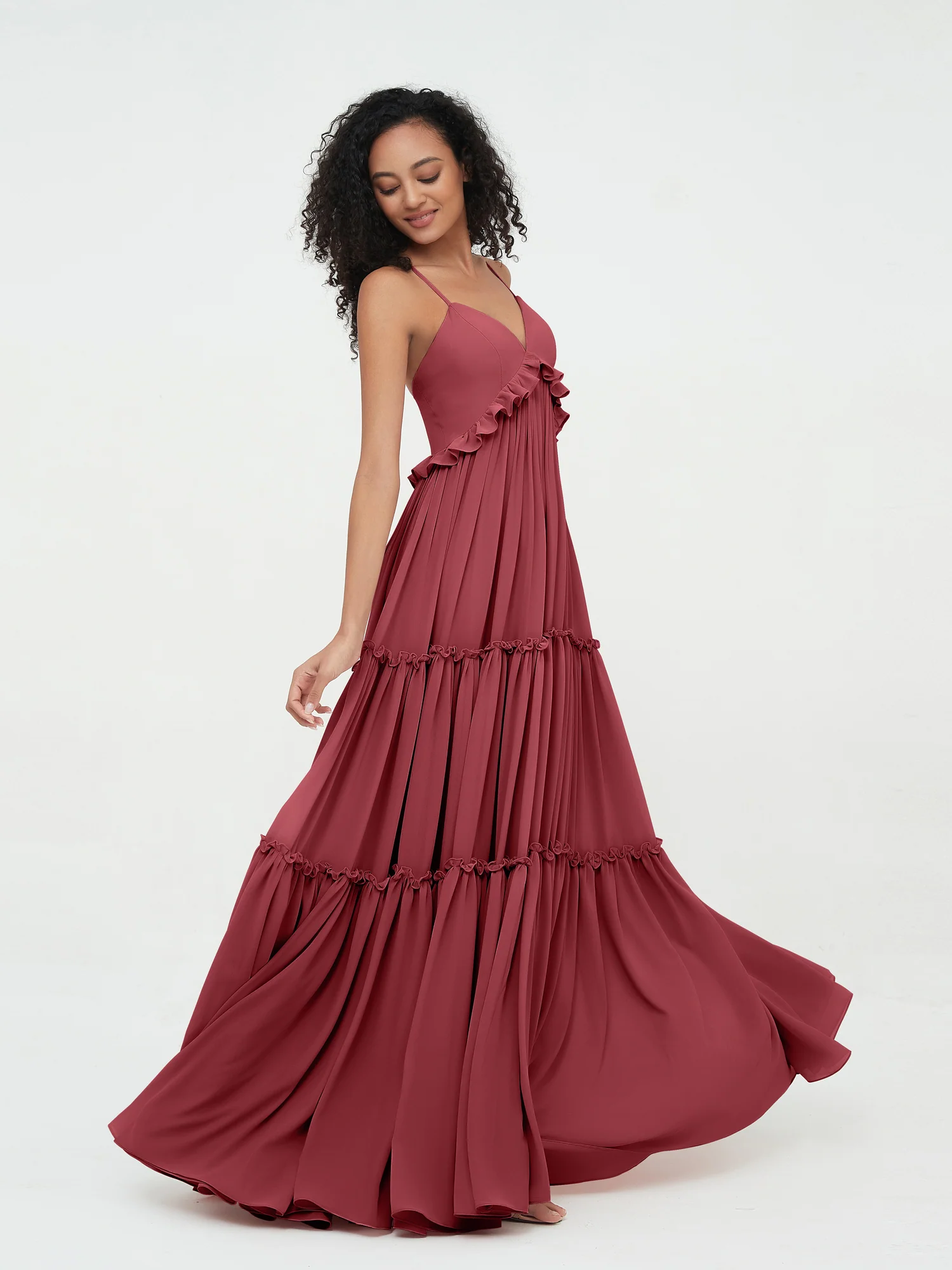 Empire Chiffon Tiered Skirt Max Bohemian Dresses-Cinnamon Rose Plus Size - Image 5