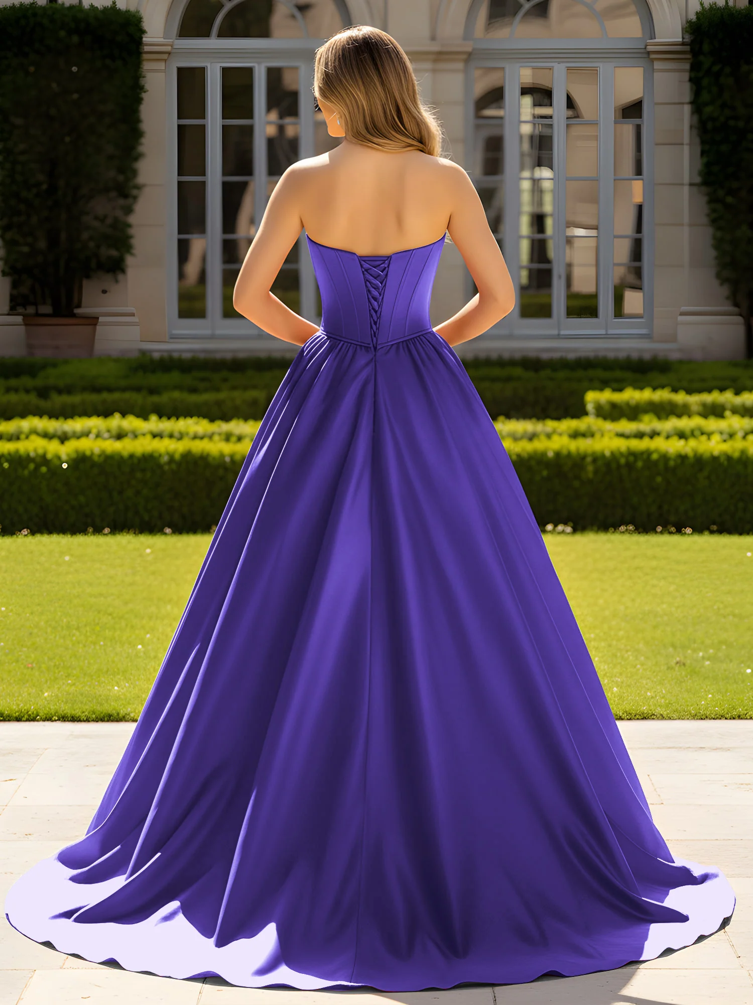 Strapless Satin Ball Gown with Crystal Bustier Detail Regency - Image 2