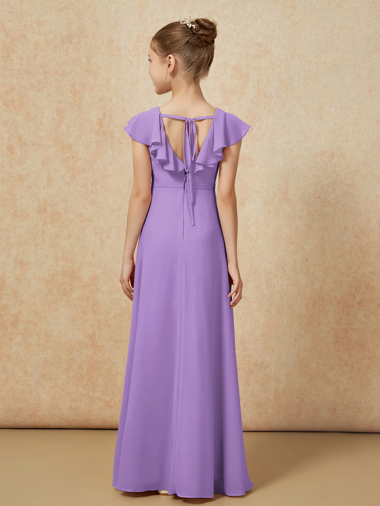 Flutter Sleeves Chiffon A-Line Junior Bridesmaid Dresses Tahiti - Image 2