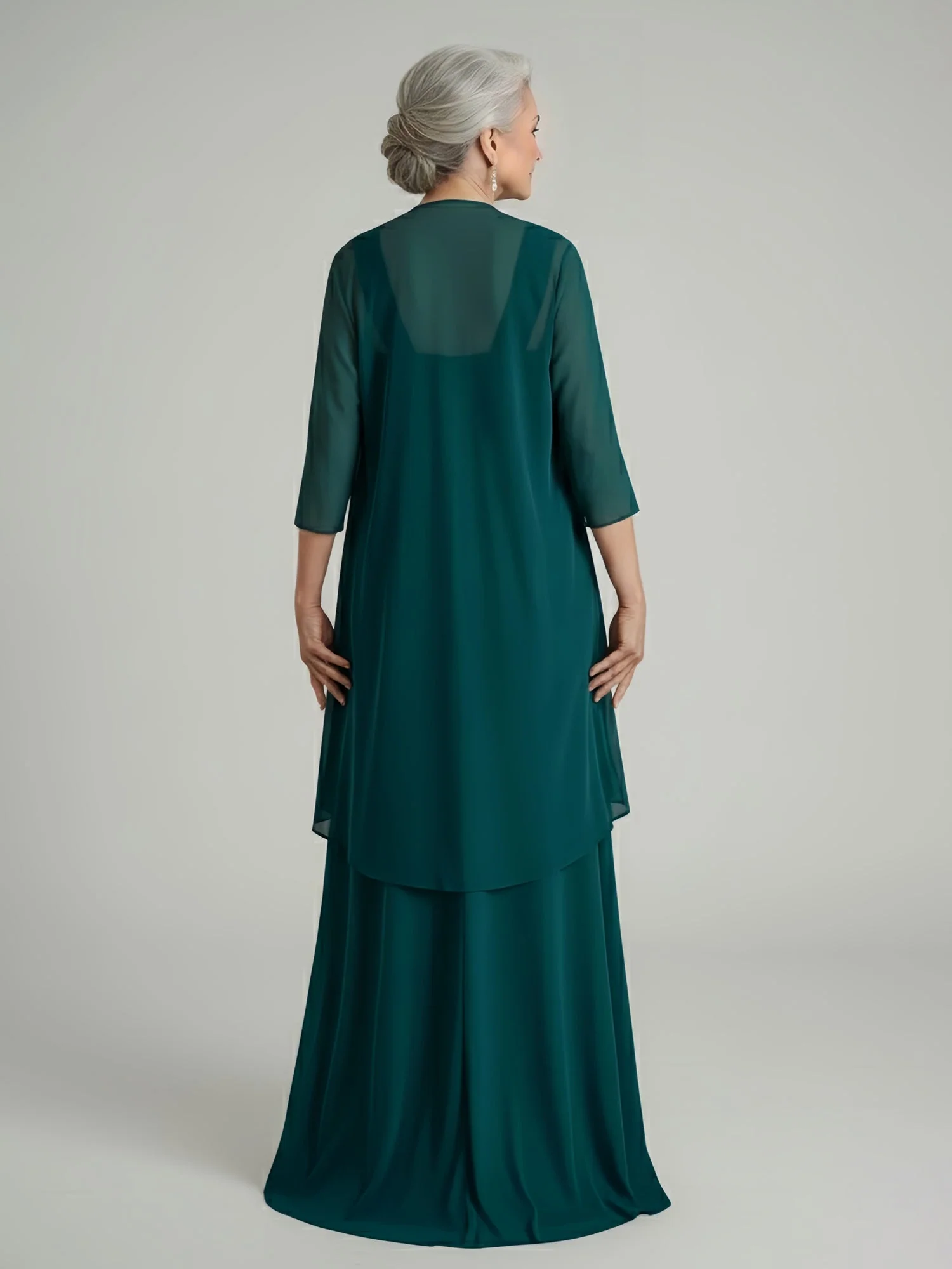 Ruched Bodice Chiffon Gown with Coordinating Shawl Regency - Image 2