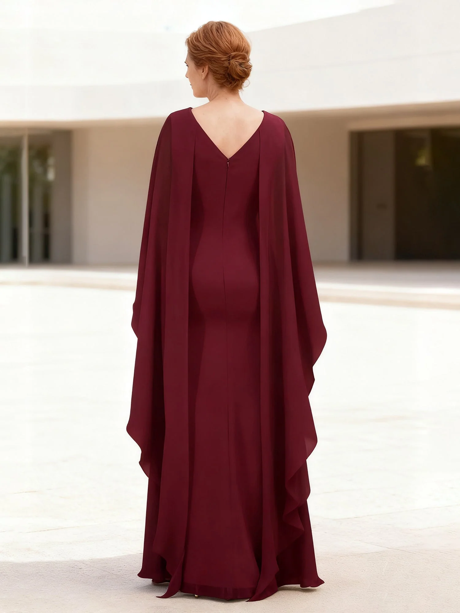 Sleek Fit Evening Dress Floor Length Overlay Detail Vintage Mauve - Image 2