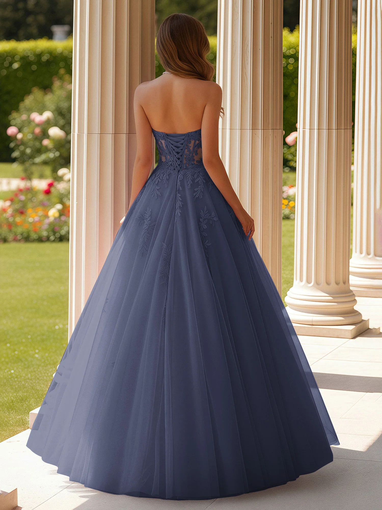 Lace Sweetheart Sheer Corset Applique Tulle Dress Stormy - Image 2