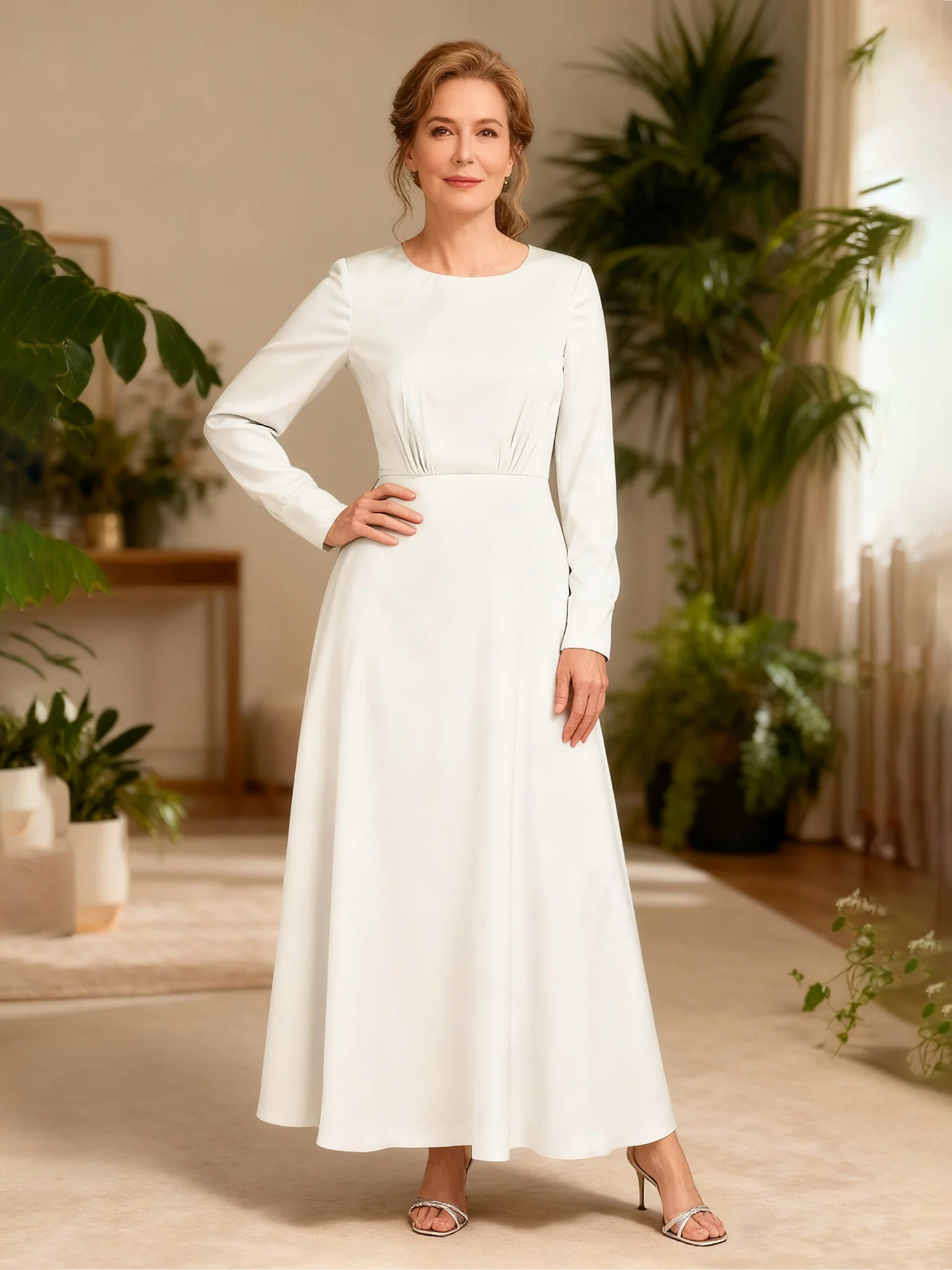 Elegant Ankle-Length Day to Evening Dress White