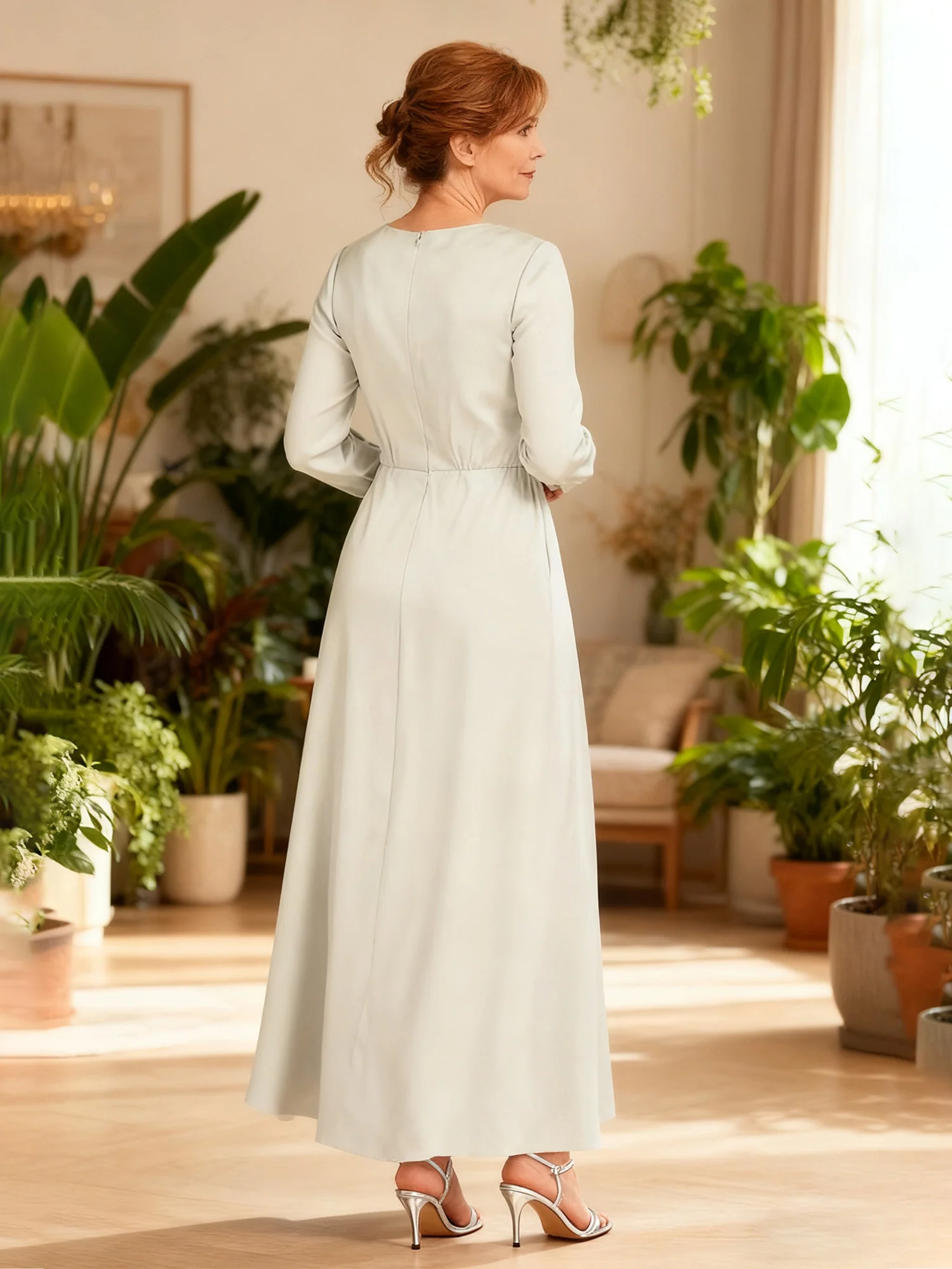 Elegant Ankle-Length Day to Evening Dress White - Image 2