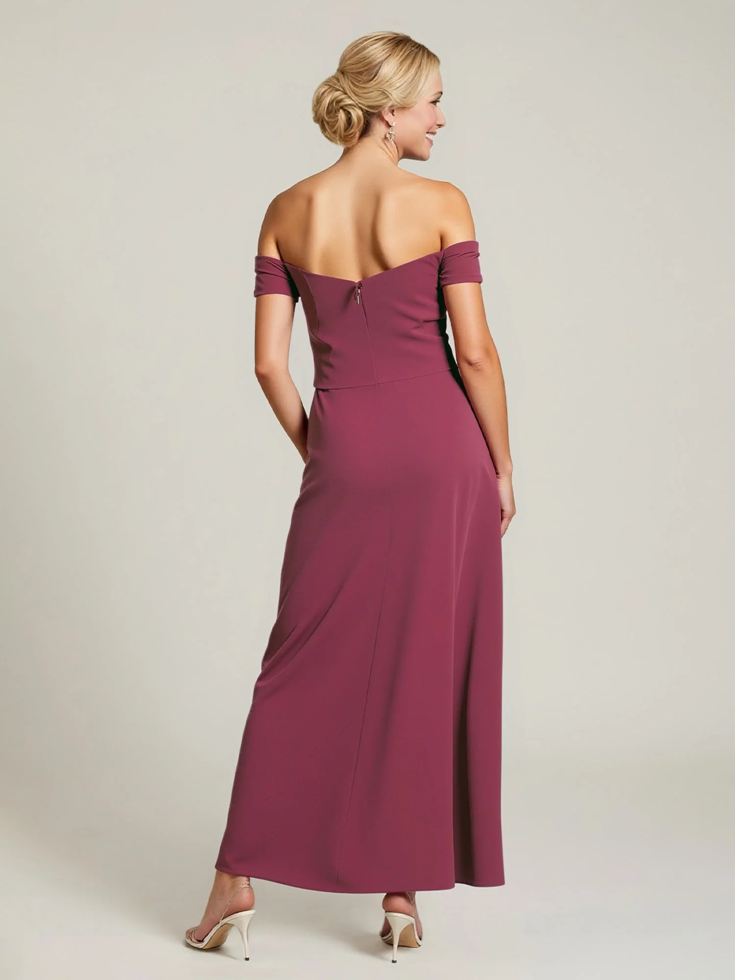 Off-Shoulder Beaded Embroidery A-Line Gown Black - Image 2