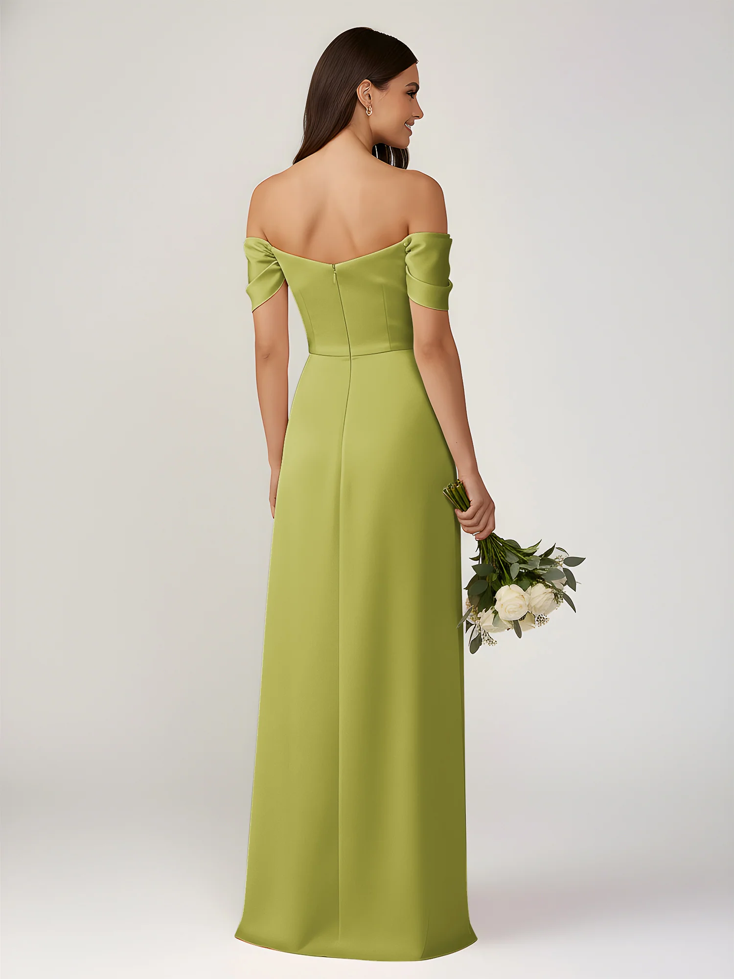 Off-The-Shoulder A-Line Floor Length Dresses With Slit Clover - Image 2