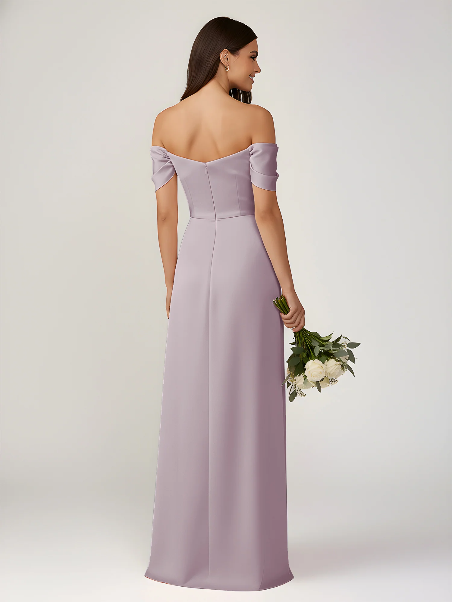 Off-The-Shoulder A-Line Floor Length Dresses With Slit Dusk - Image 2