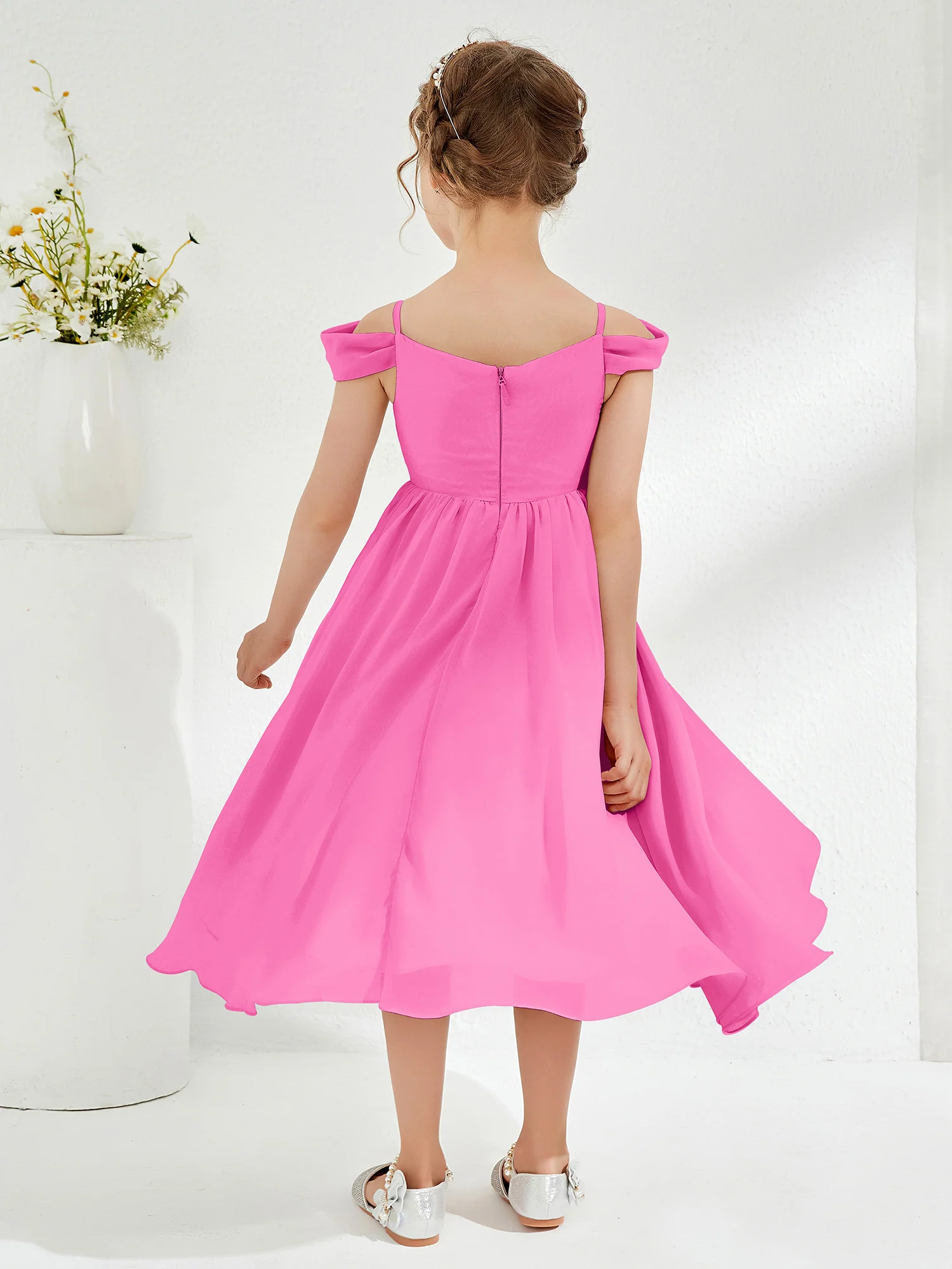Off-the-shoulder Pleated Girl's Dress Azalea - Image 2