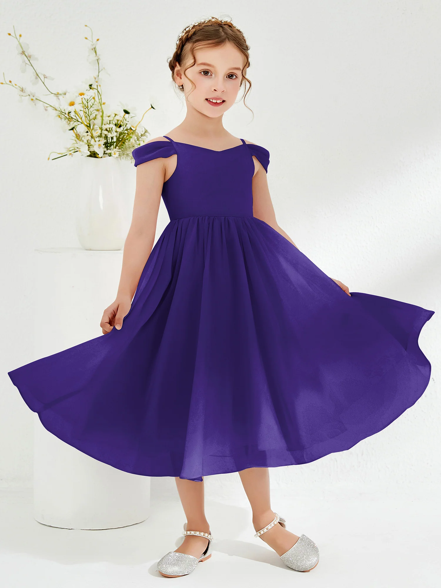 Off-the-shoulder Pleated Girl's Dress Regency - Image 3