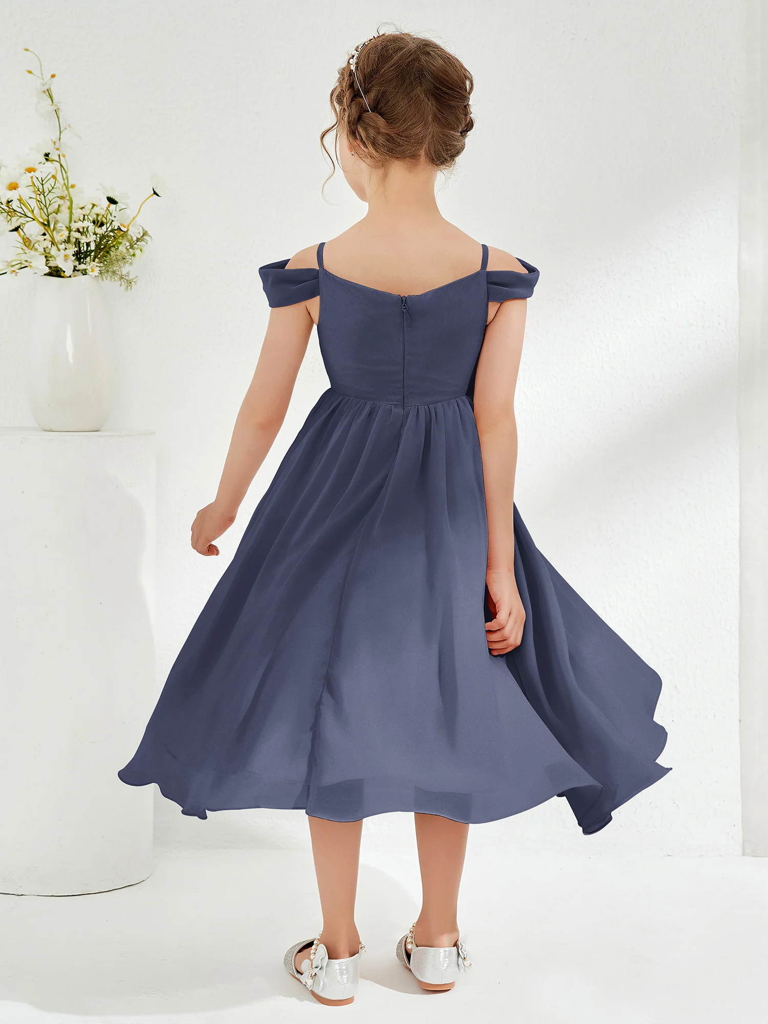 Off-the-shoulder Pleated Girl's Dress Stormy - Image 2