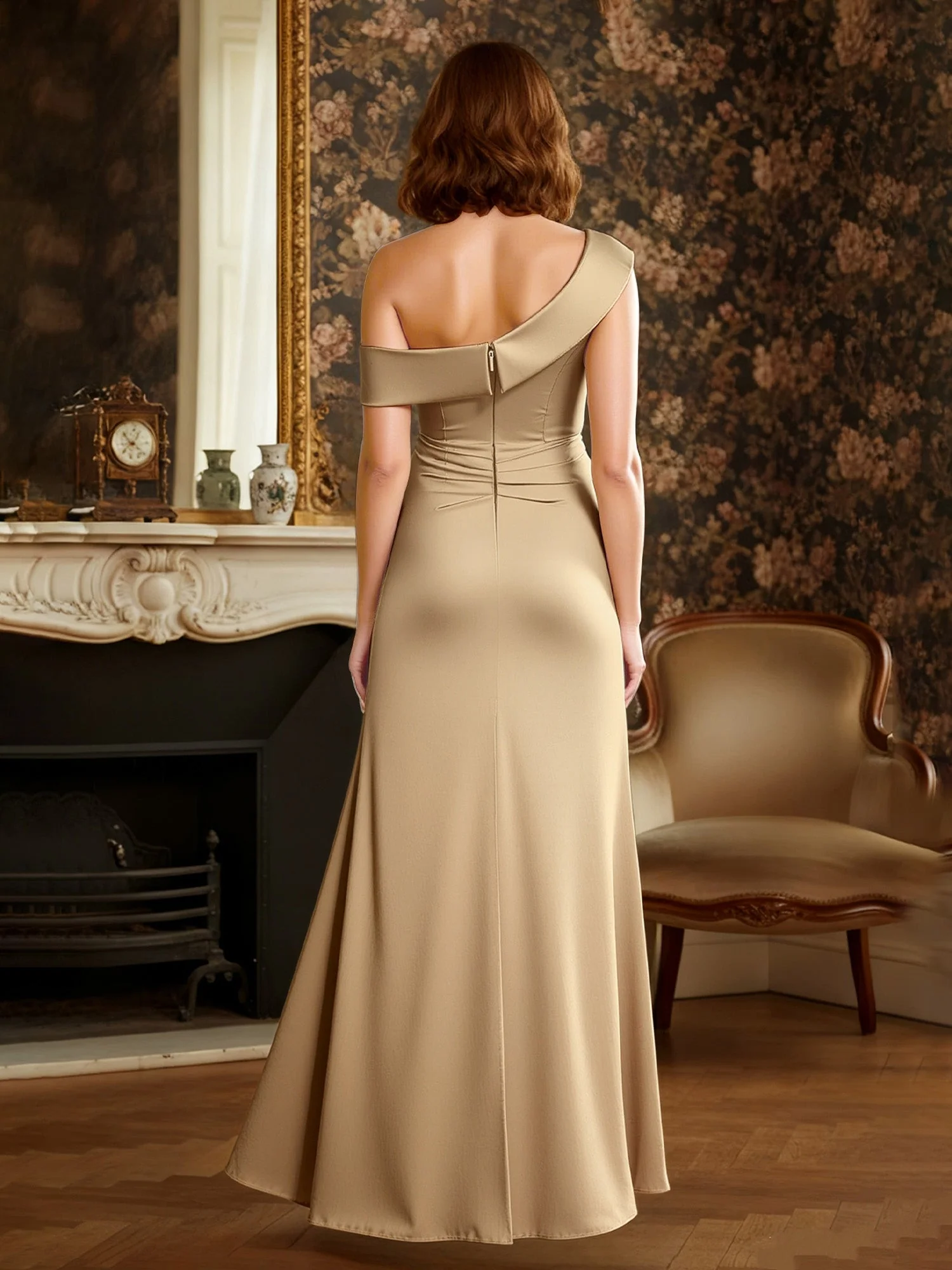 Off-the-Shoulder Sheath Ruffles Floor-Length Dress Dusk - Image 2