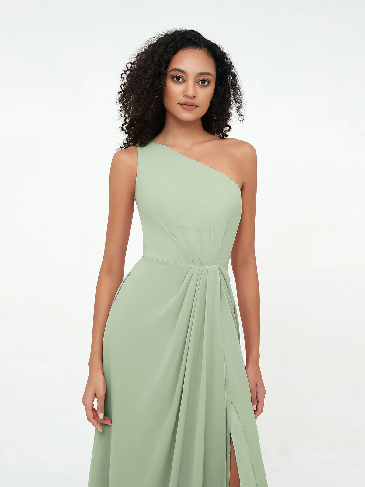 One-Shoulder Chiffon Max Dresses with Slit Clearance - Image 4