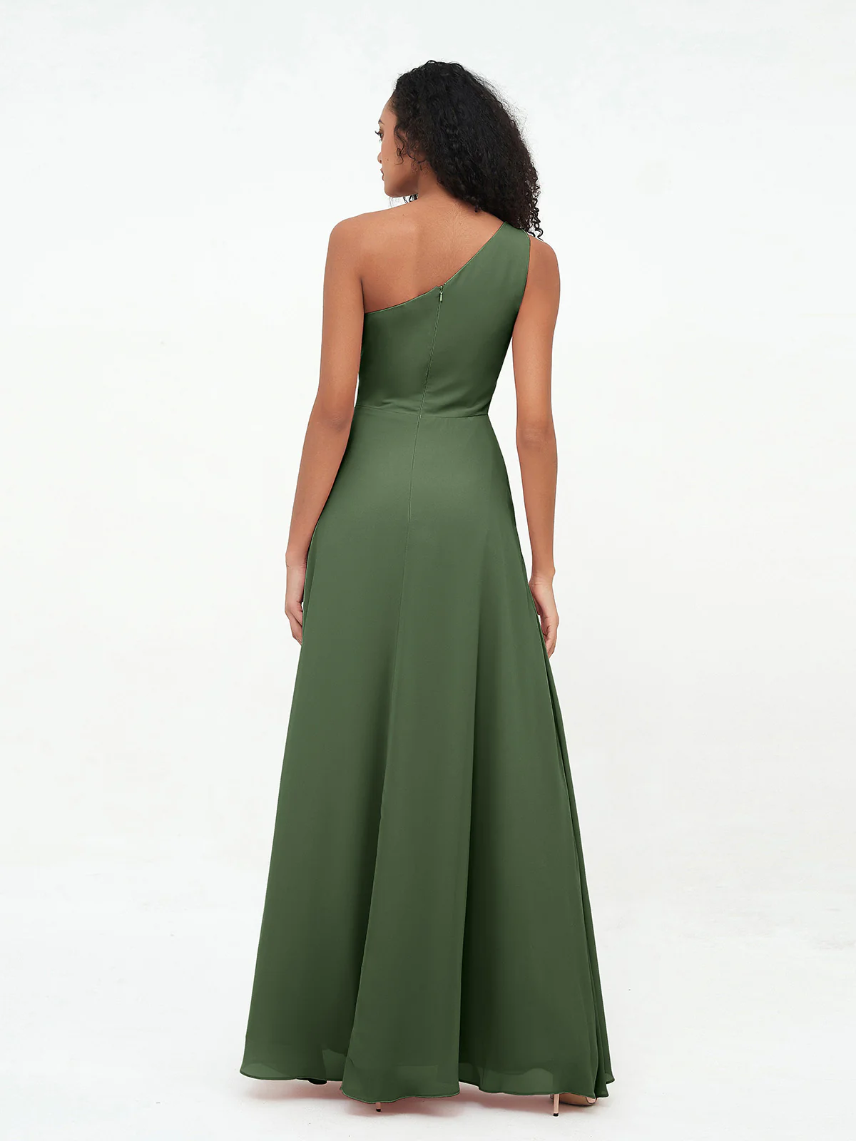 One-Shoulder Chiffon Max Dresses with Slit Clearance - Image 6