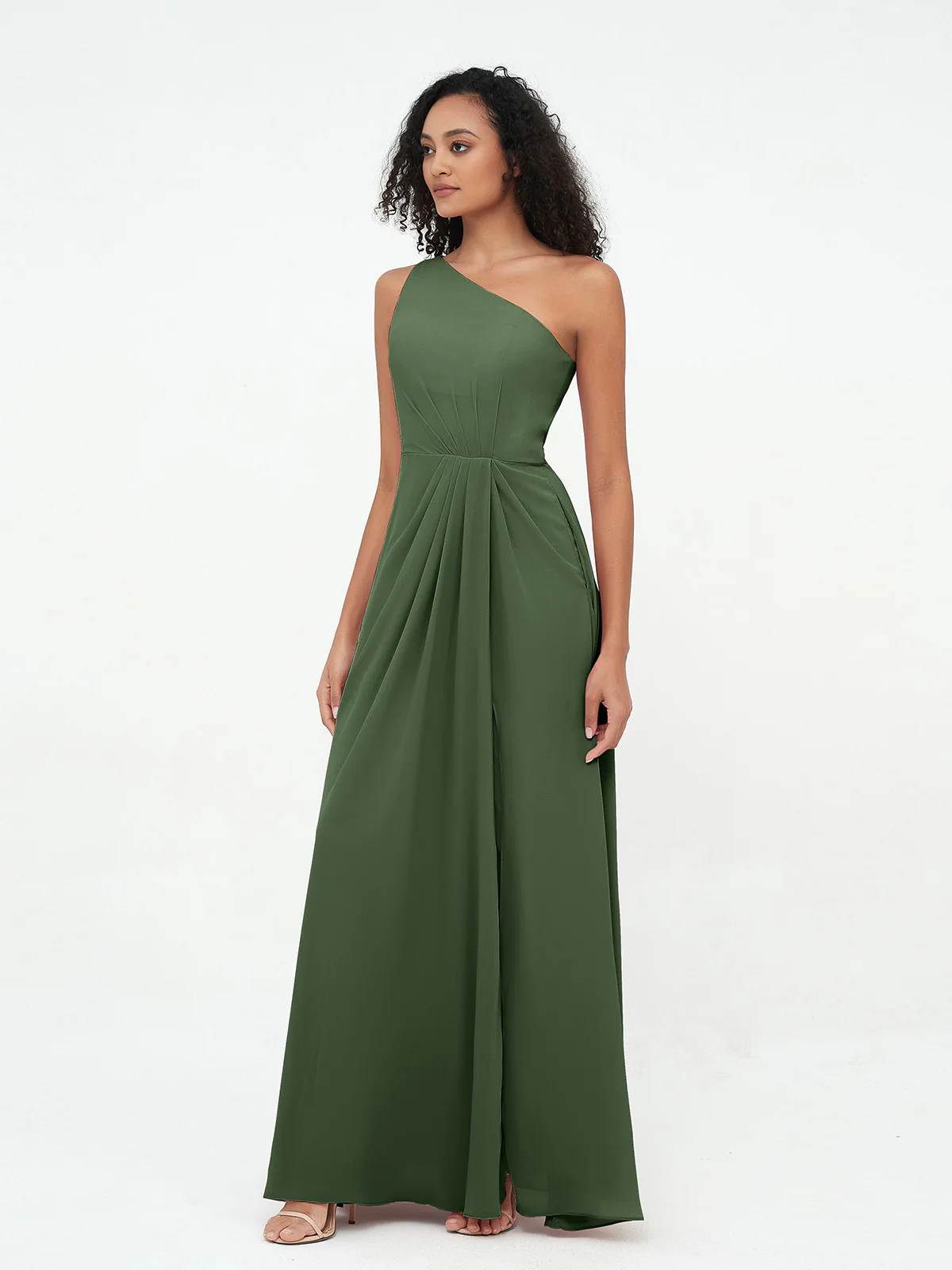 One-Shoulder Chiffon Max Dresses with Slit Clearance - Image 7