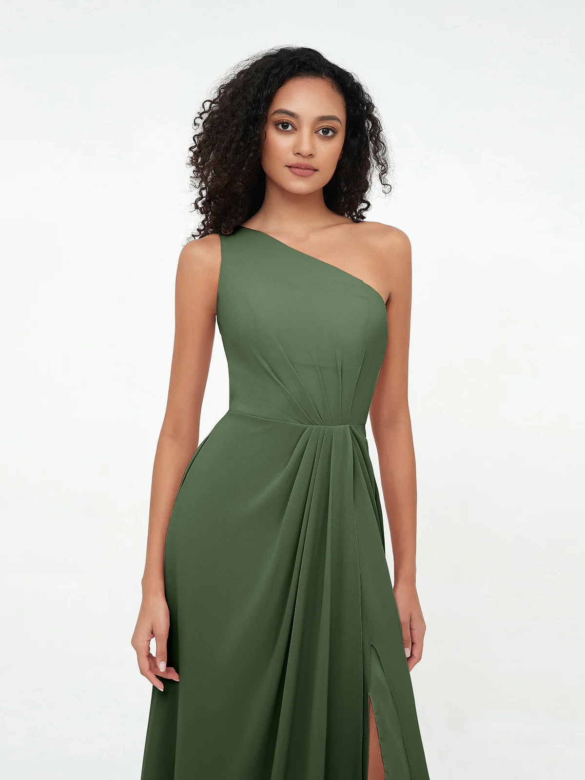 One-Shoulder Chiffon Max Dresses with Slit Clearance - Image 8