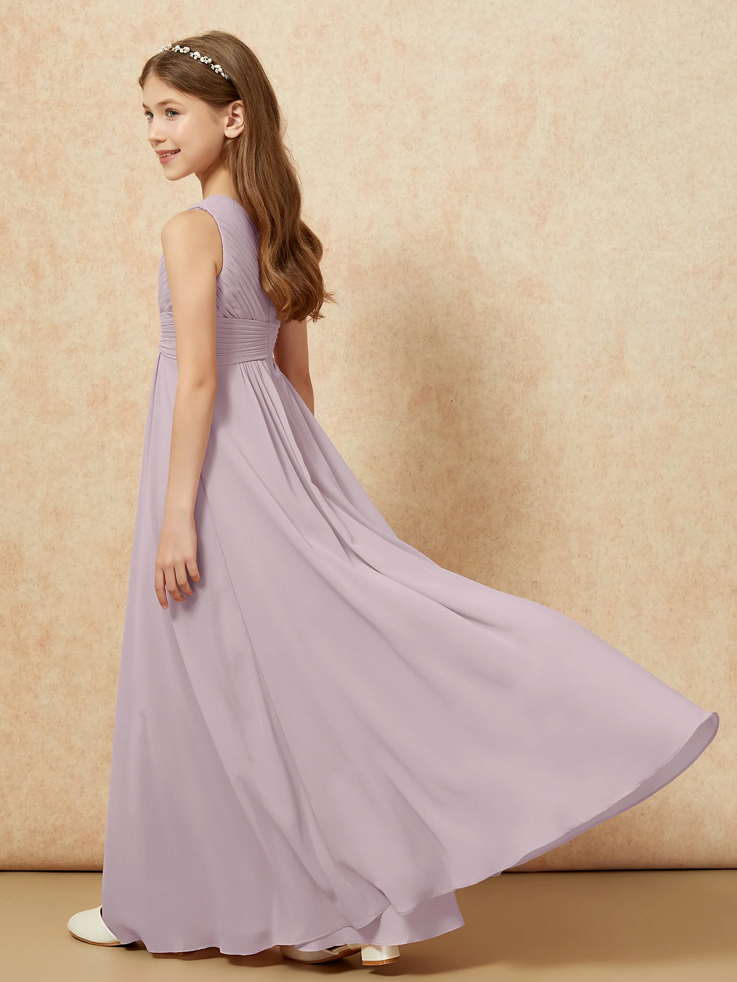 One Shoulder Pleated Chiffon Junior Bridesmaid Dress Dusk - Image 6