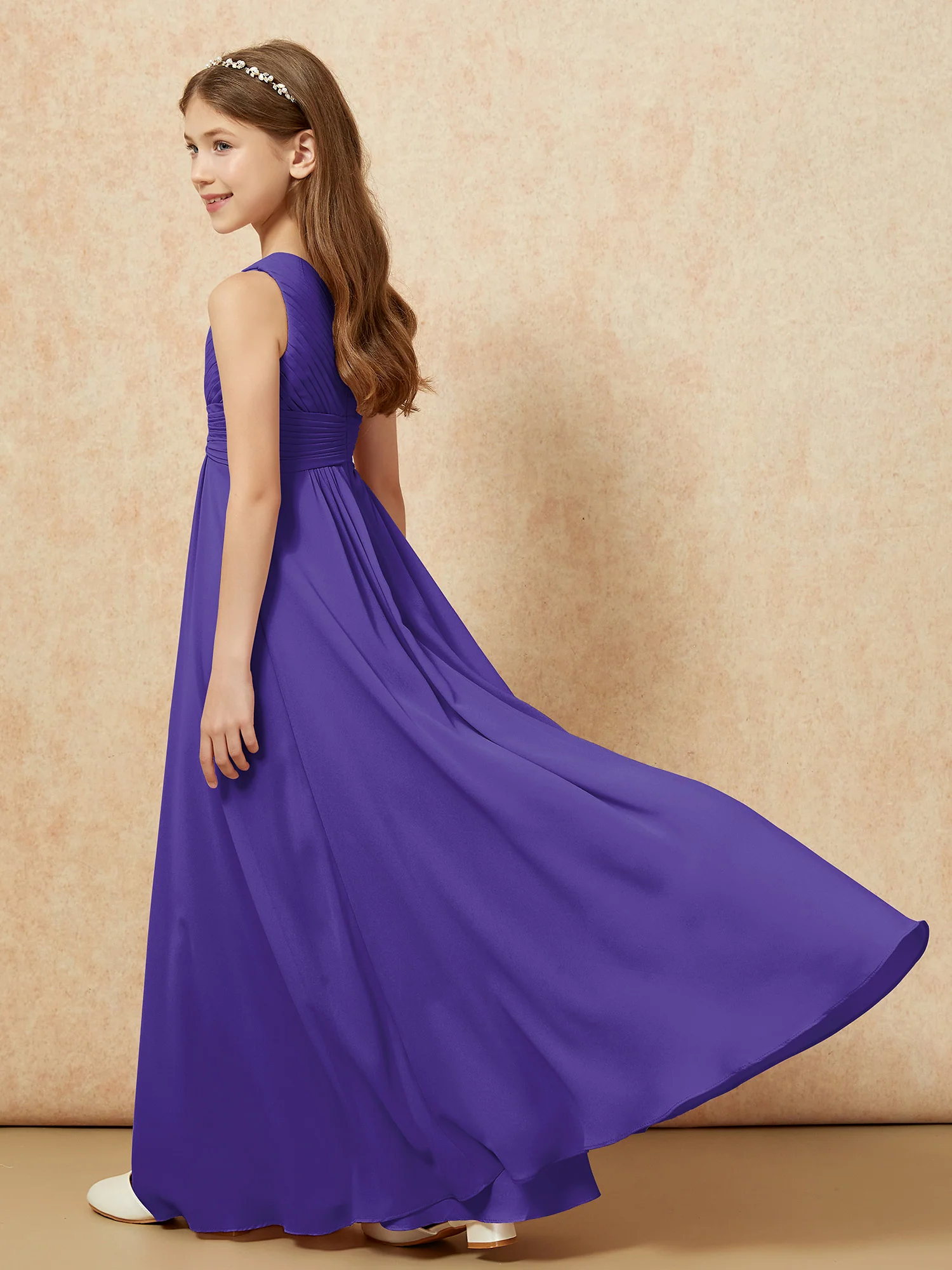 One Shoulder Pleated Chiffon Junior Bridesmaid Dress Regency - Image 6