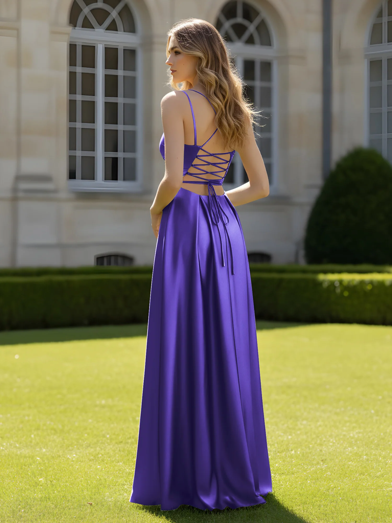 Pleated Sweetheart Neck A-Line Dress With Slit Regency - Image 2