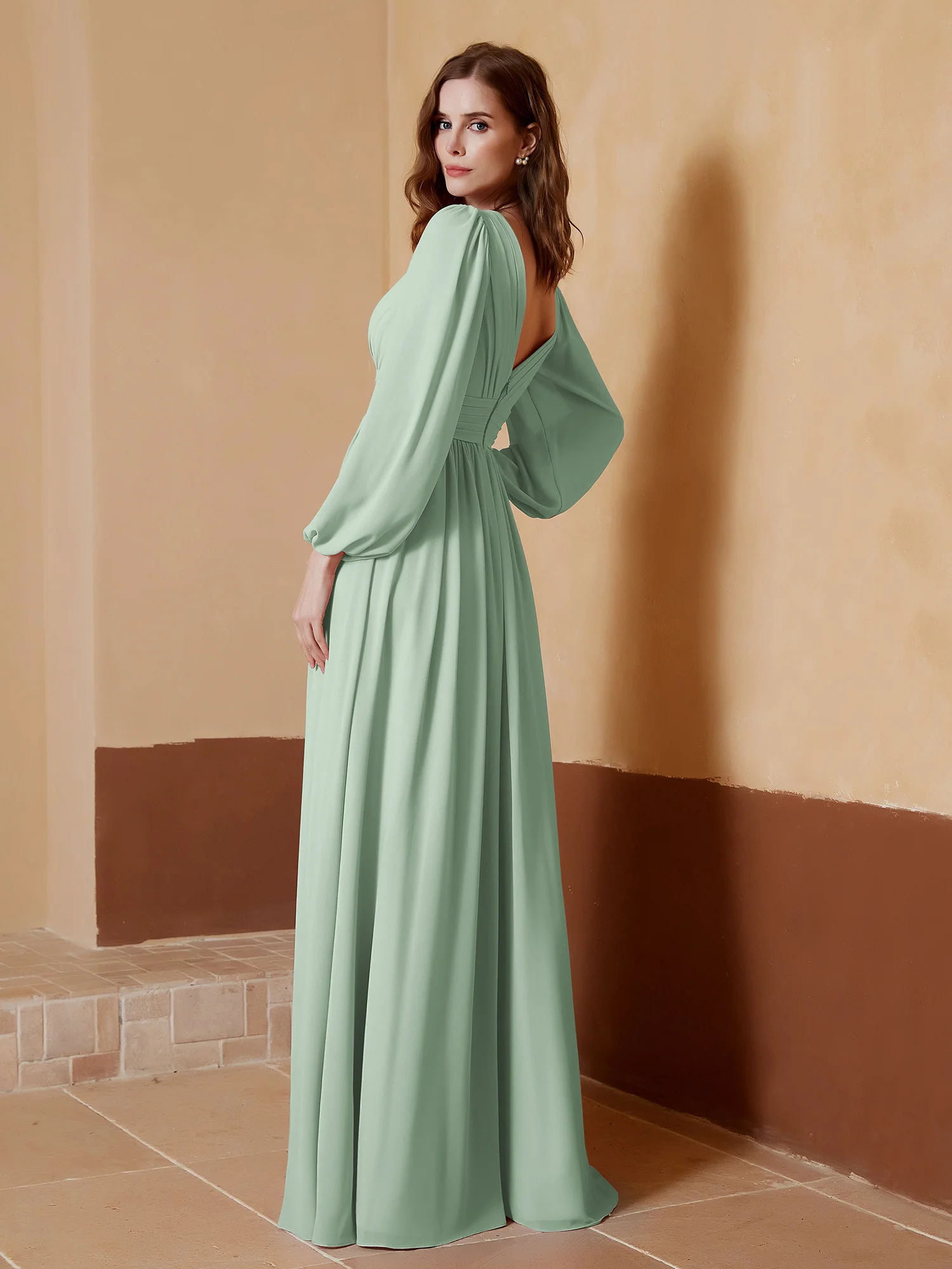 Plunging V-neck Floor-length Dress With Slit Agave - Image 2