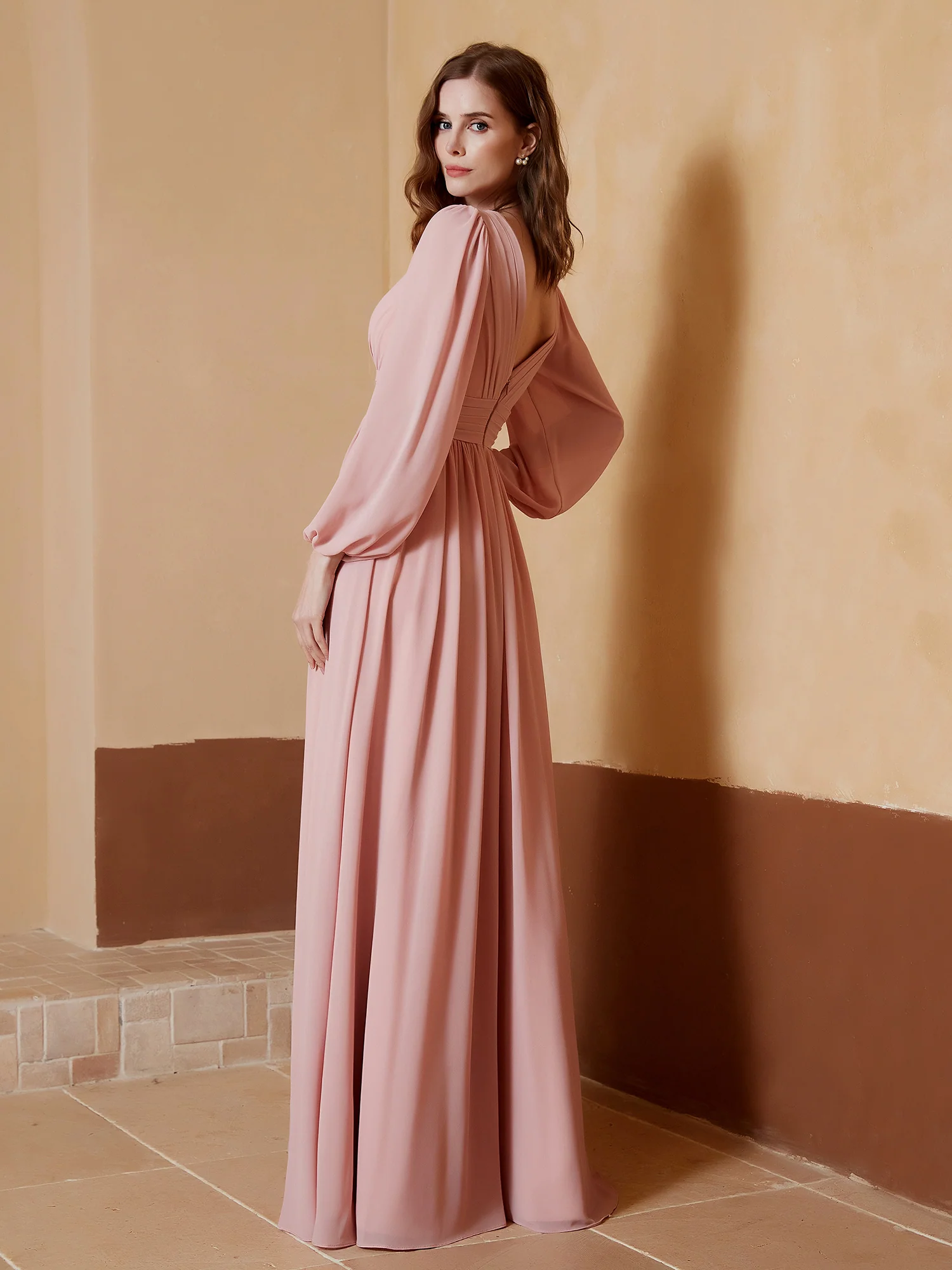 Plunging V-neck Floor-length Dress With Slit Clearance - Image 6