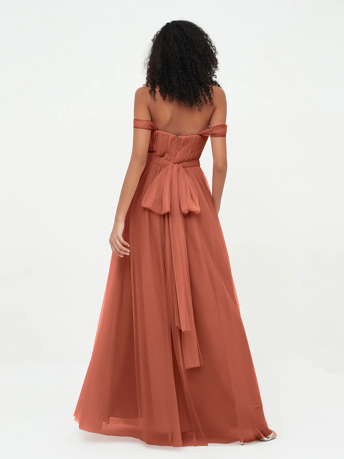 Princess Off Shoulder Tulle Dresses with Sash Bow Clearance - Image 12