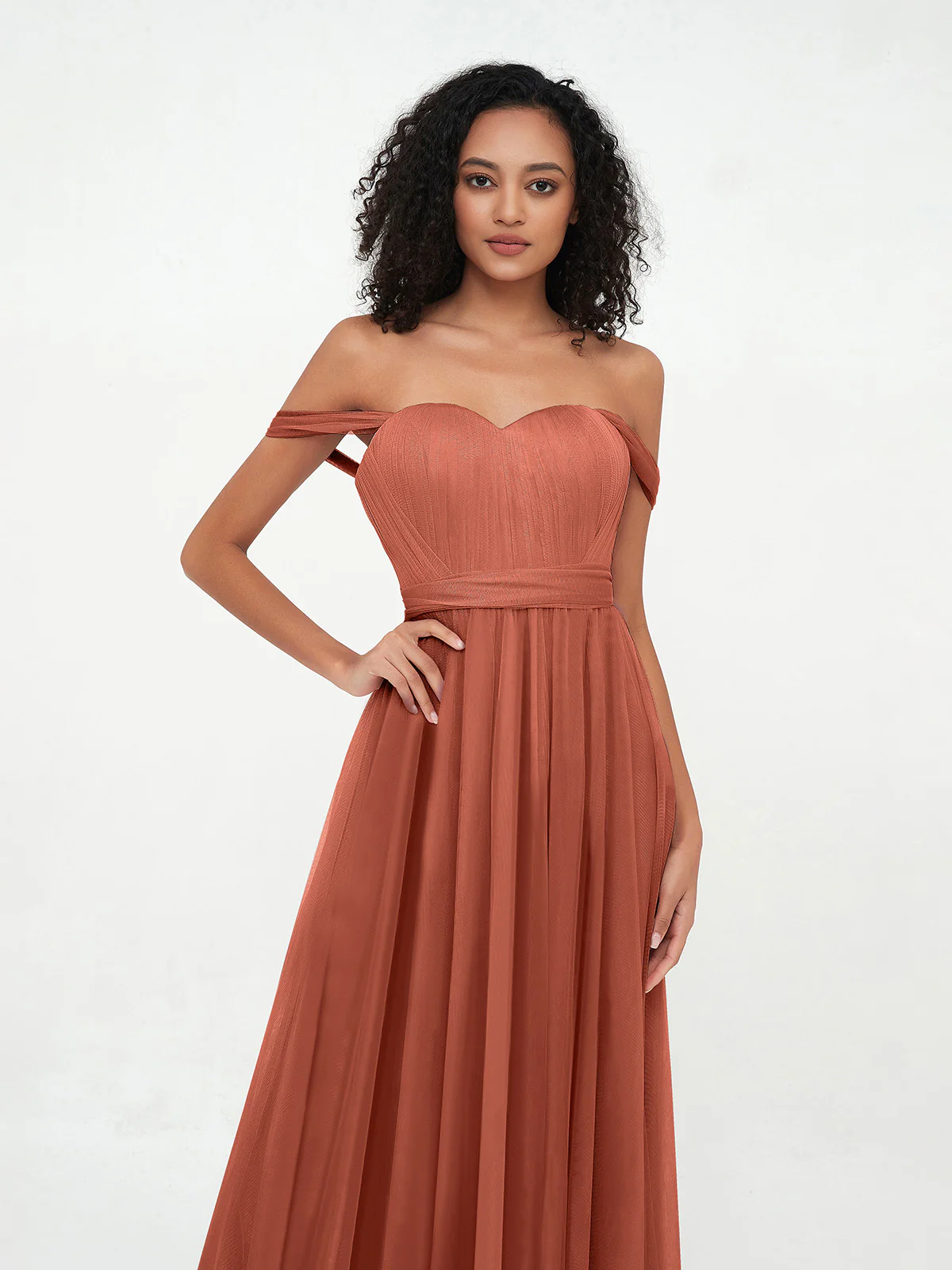 Princess Off Shoulder Tulle Dresses with Sash Bow Clearance - Image 15