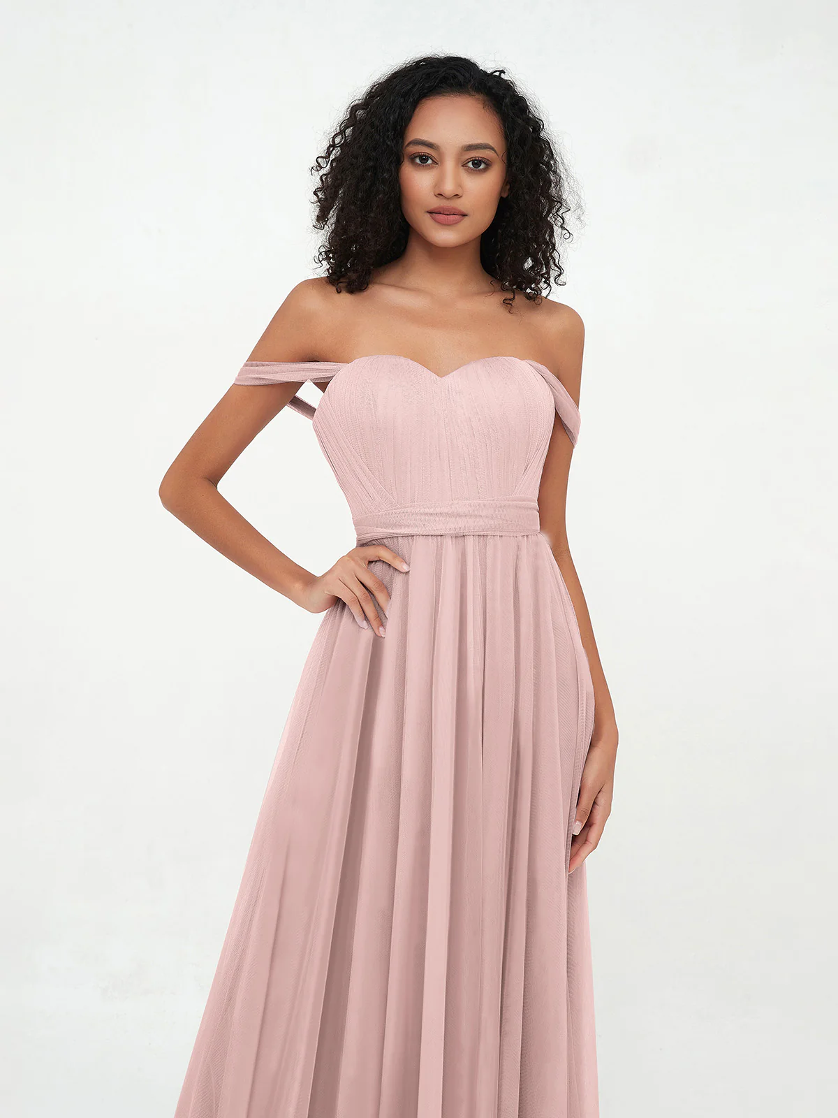 Princess Off Shoulder Tulle Dresses with Sash Bow Clearance - Image 5
