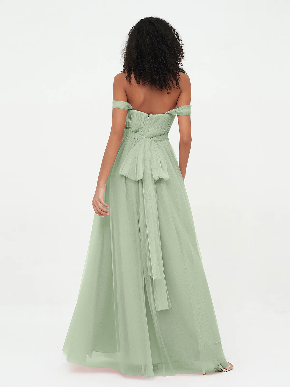 Princess Off Shoulder Tulle Dresses with Sash Bow Clearance - Image 7