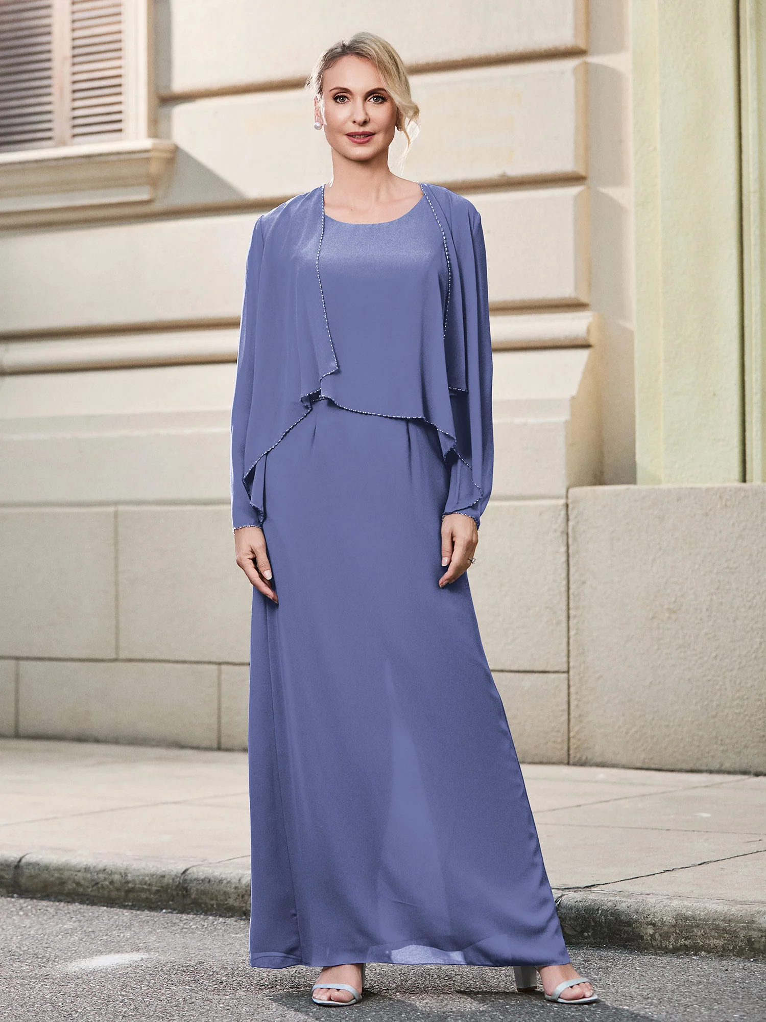 Round Neck with Cutout Sleeveless Chiffon Jumpsuit Periwinkle - Image 3