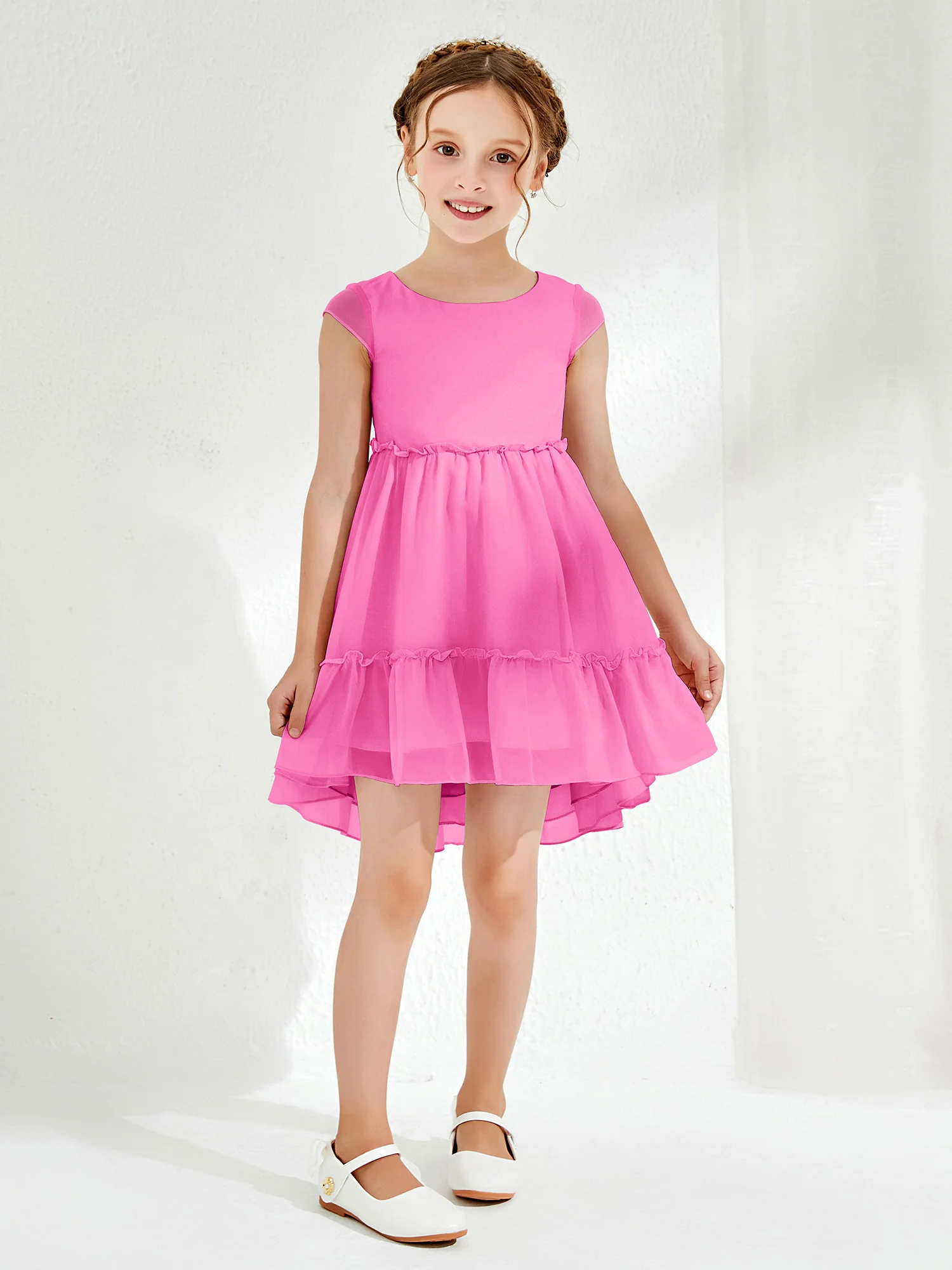 Scoop Chiffon Girl's Knee-Length Dress Azalea