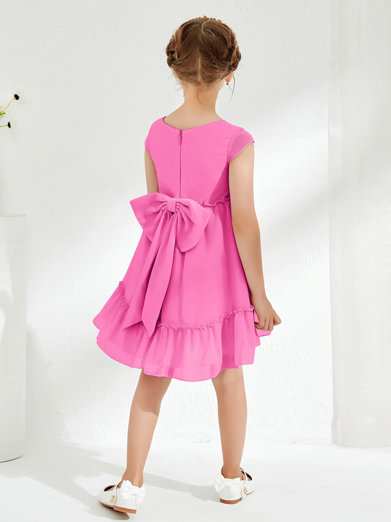 Scoop Chiffon Girl's Knee-Length Dress Azalea - Image 2
