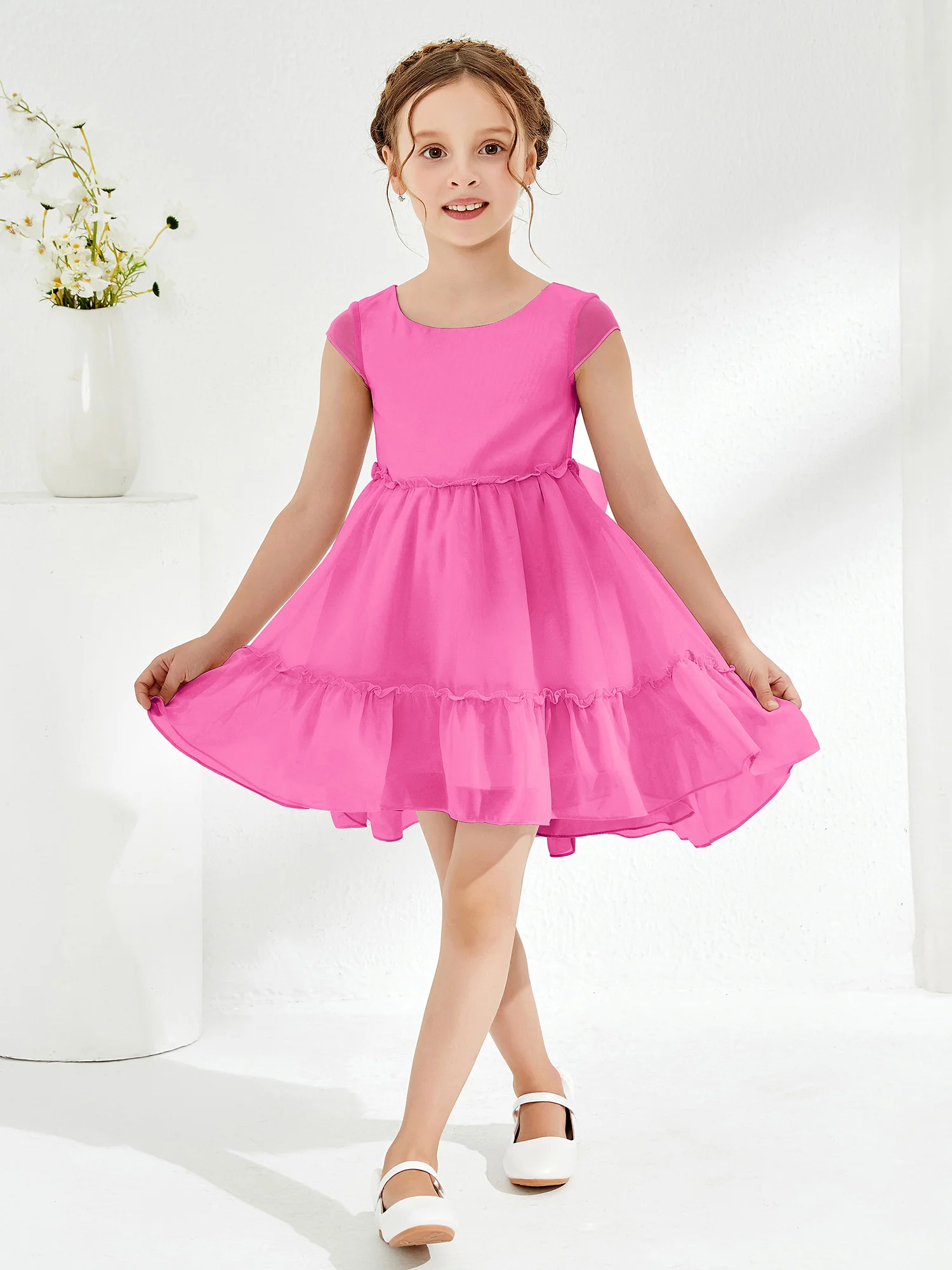 Scoop Chiffon Girl's Knee-Length Dress Azalea - Image 3