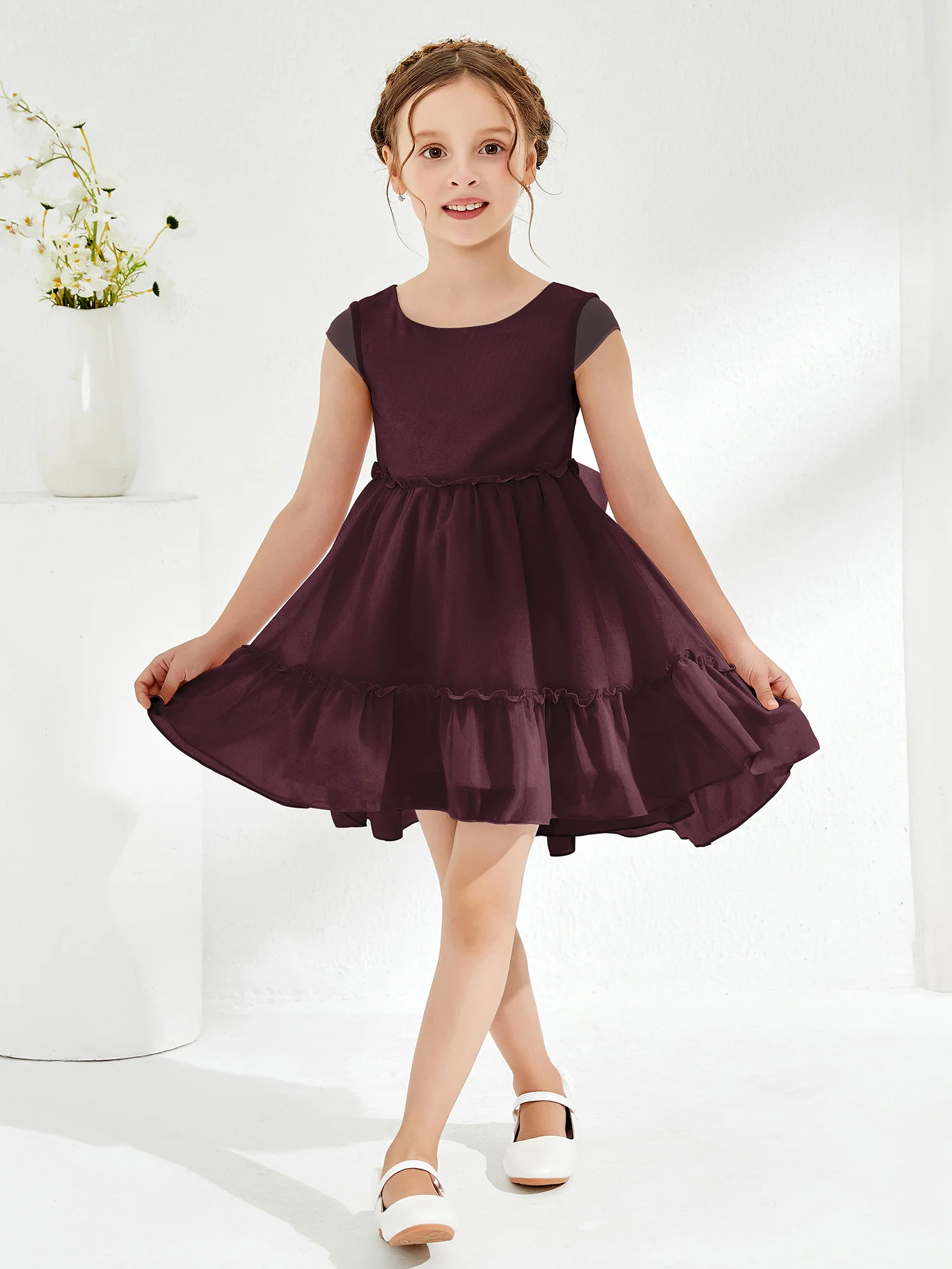 Scoop Chiffon Girl's Knee-Length Dress Cabernet - Image 3
